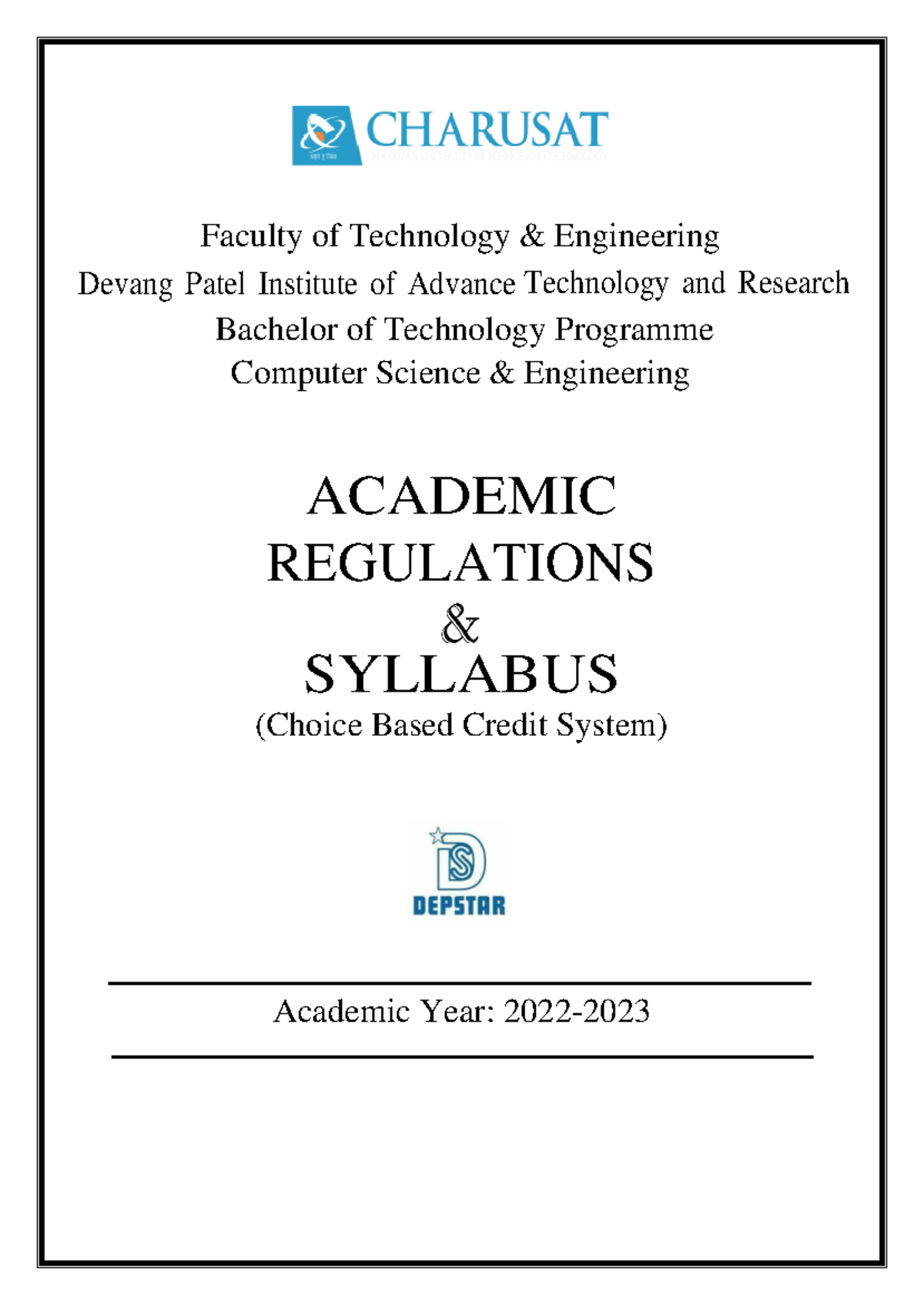 Final -B. Tech CSE Booklet 2022-23 CSE - Faculty Of Technology ...