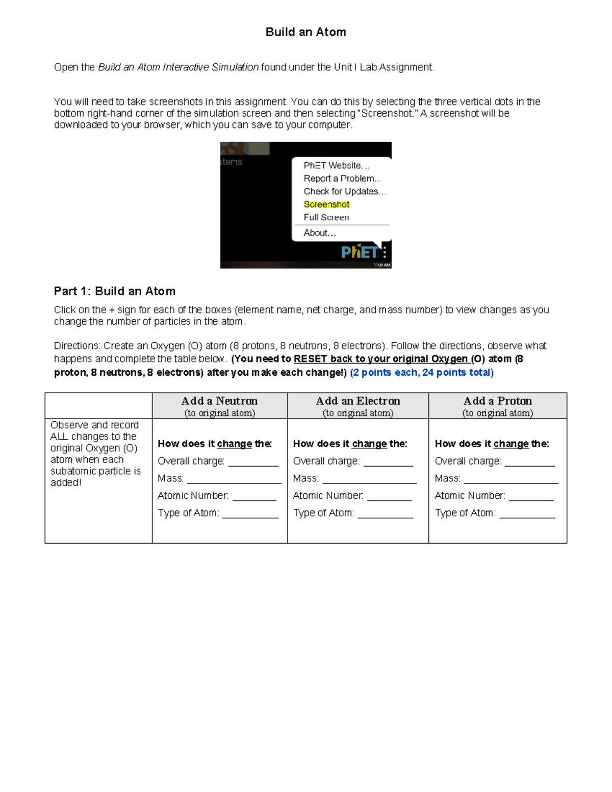 Lab 1- Build An Atom Worksheet - Build an Atom Open the Build an Atom ...