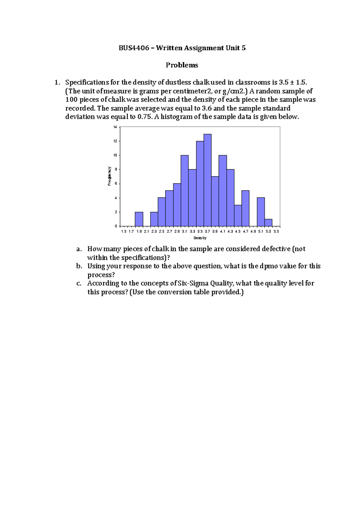 BUS4406WAUnit 5Questions - BUS4406 – Written Assignment Unit 5 Problems ...