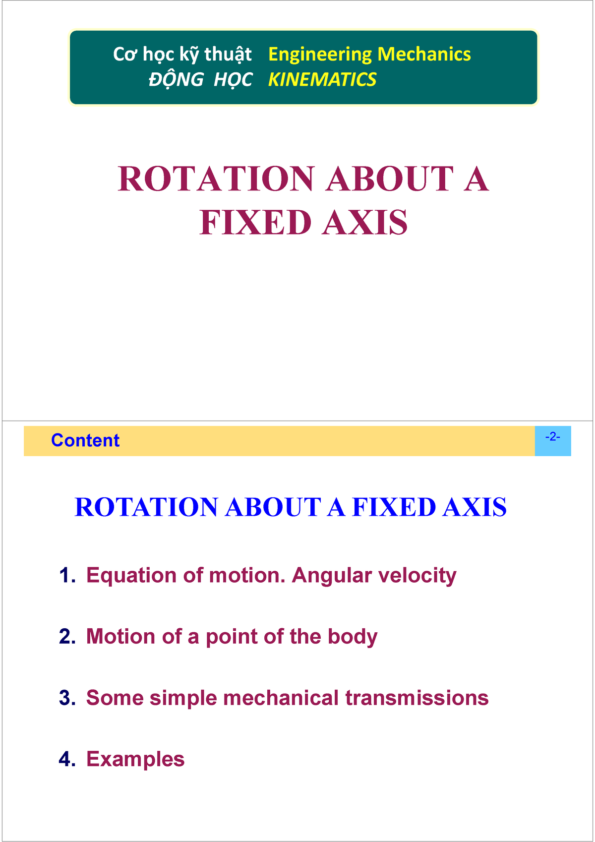 DH - Ch3-1 Kinematics - Rotation About A Fixed Axis - 4x3 - ROTATION ...