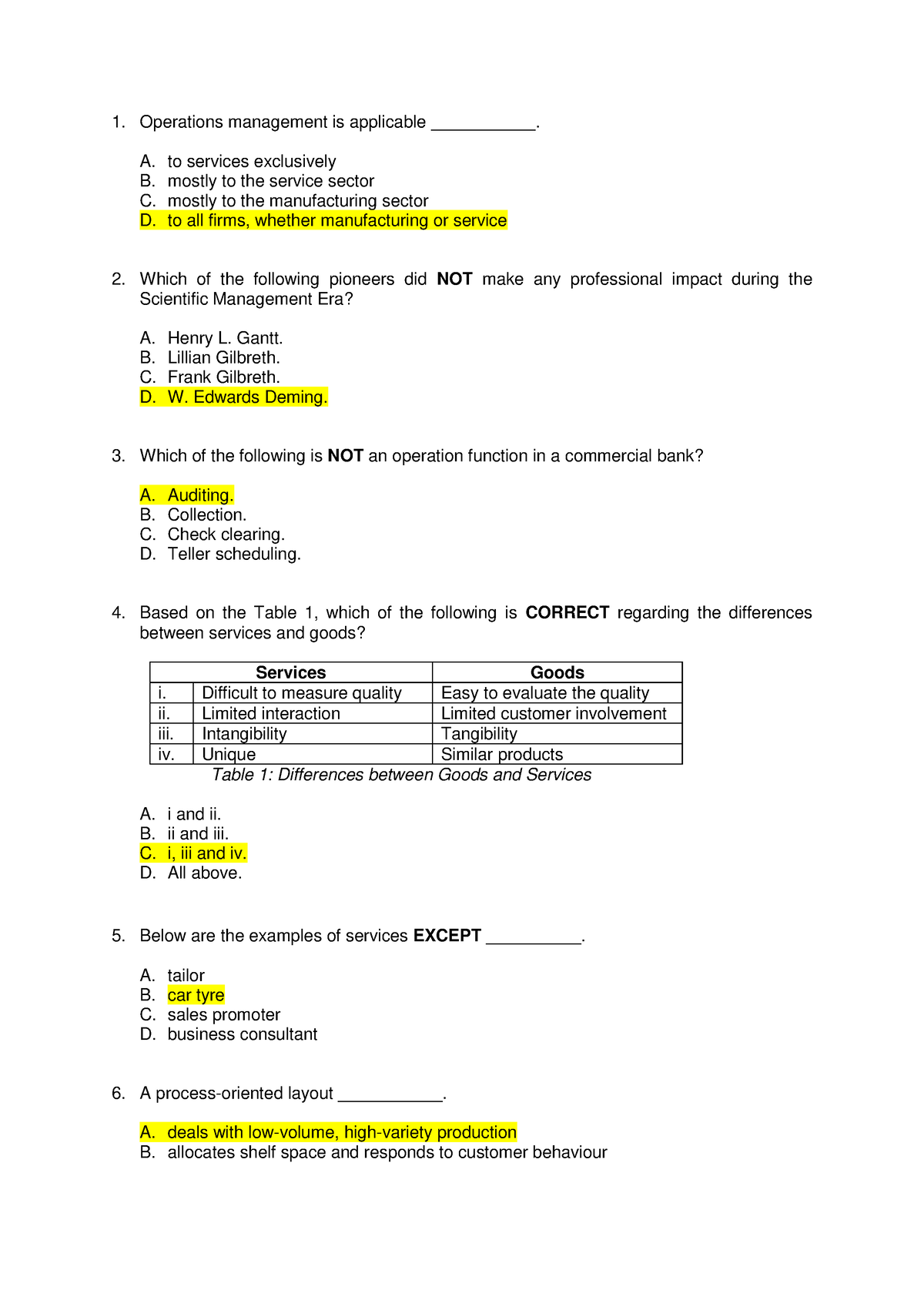 operations management case study questions and answers