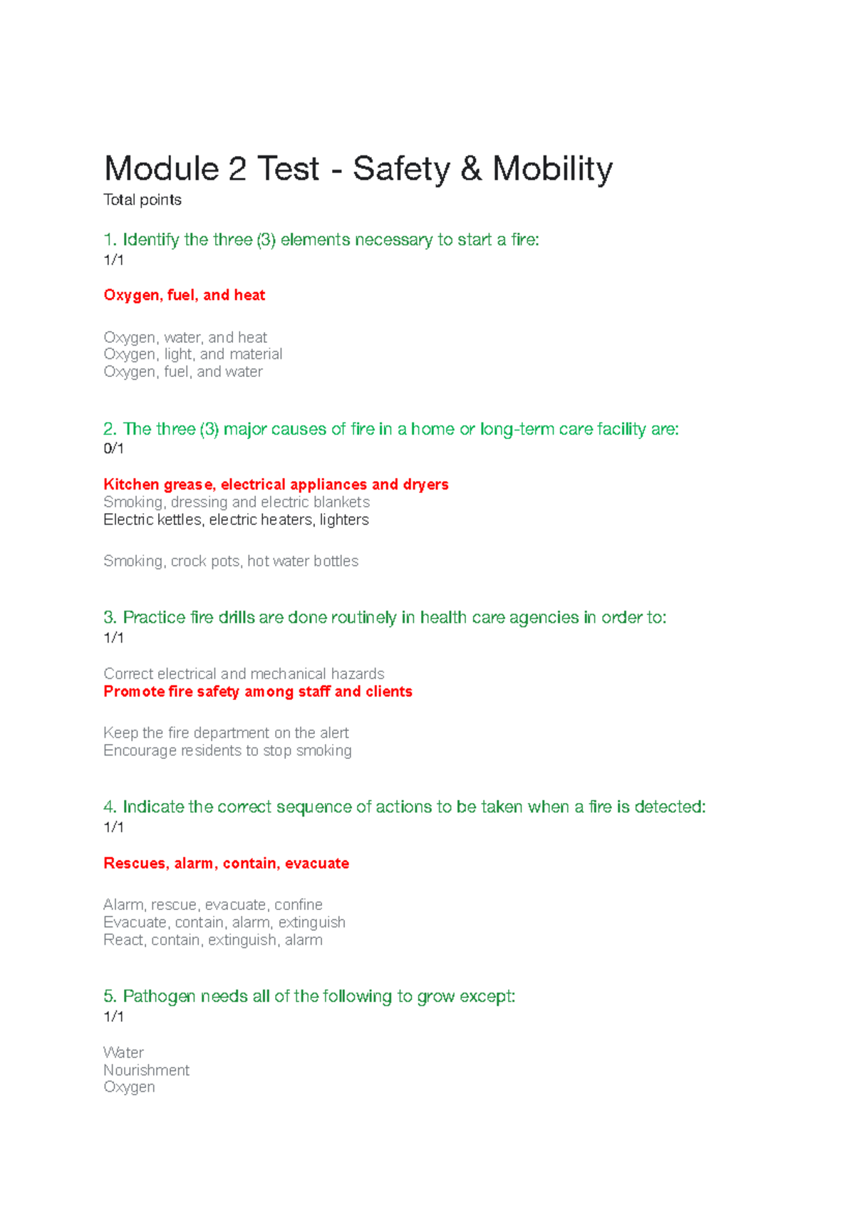 Module 2 Test - Test - Module 2 Test - Safety & Mobility Total points64 ...