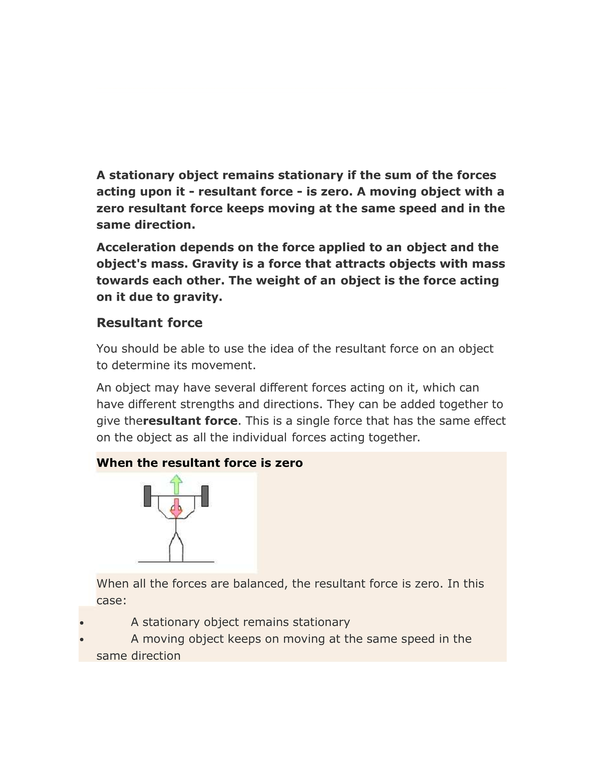 Qdoc - IGCSE - A stationary object remains stationary if the sum oA ...