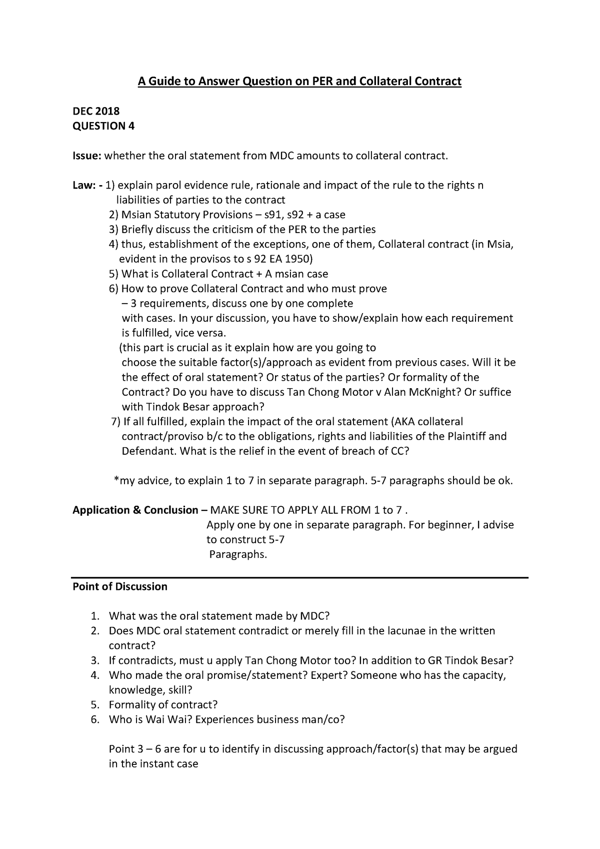 Parol Evidence RULE Answering Guide - A Guide To Answer Question On PER ...