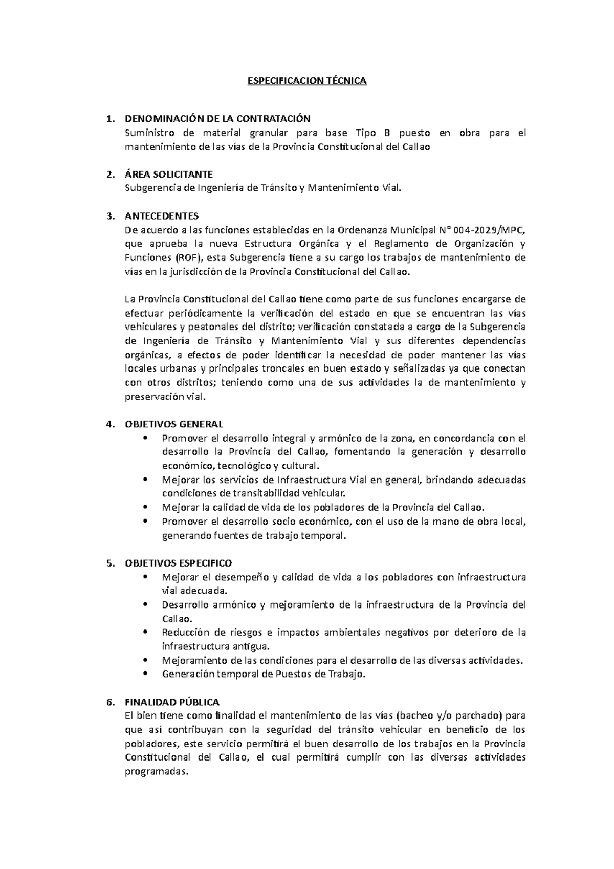 Especificaciones Técnicas Afirmado PARA BASE TIPO B - Proceso ...