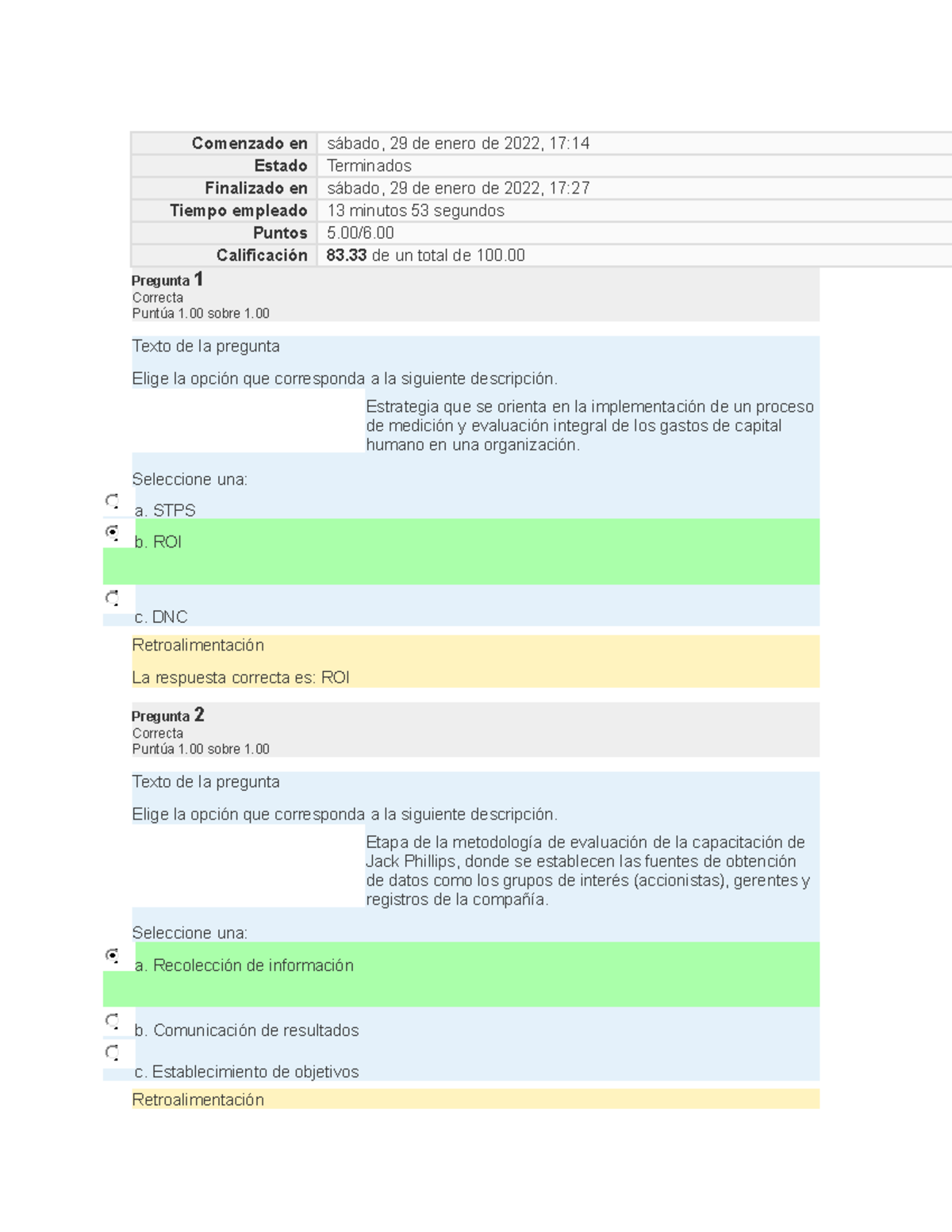 Examen Concepto Y Metodologia De La Capacitacion - Comenzado En Sábado ...