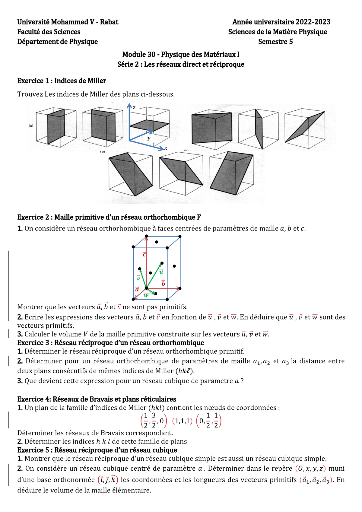 2-Réseaux De Bravais - Université Mohammed V - Rabat Année ...