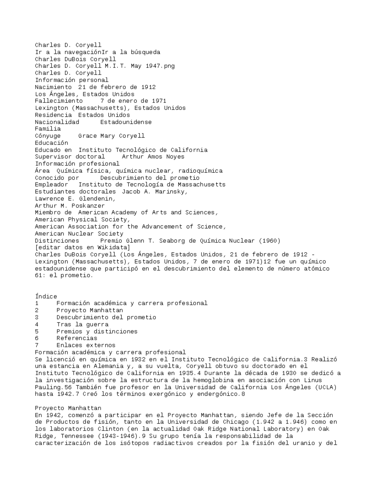 Charles D. Coryell trabajo de grado Charles D. Coryell Ir a la