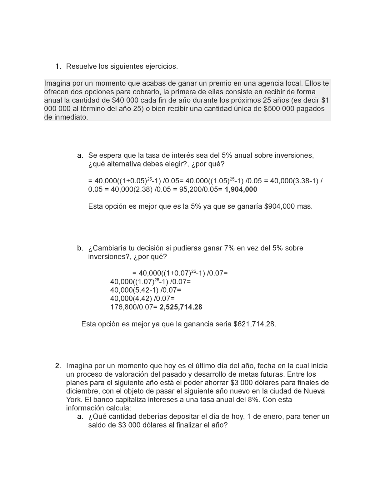 Ejercicio 2 Mate Maticas Financieras Resuelve Los Siguientes Ejercicios Imagina Por Un 2507