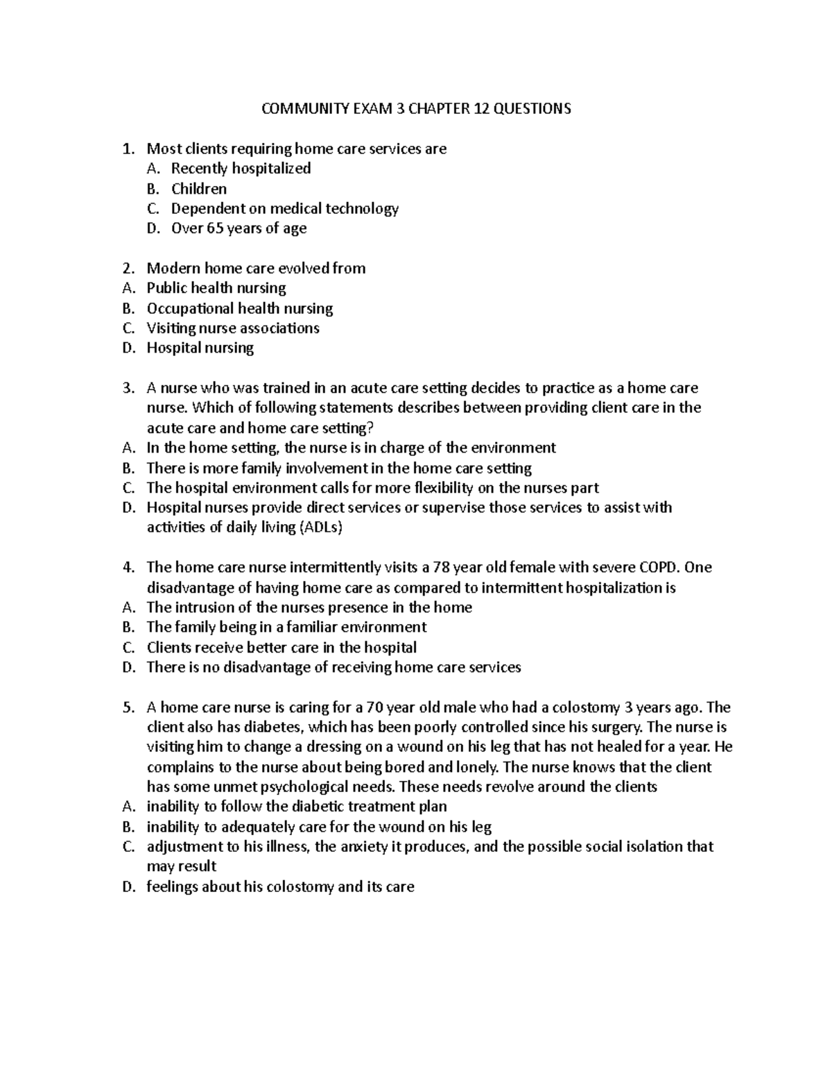 Community Exam 3 Chapter 12 Questions - Studocu