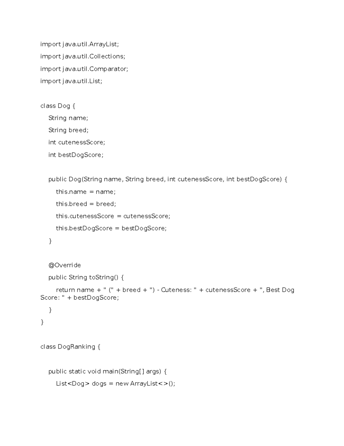 Ranking Dog - import java.util; import java.util; import java.util ... image.