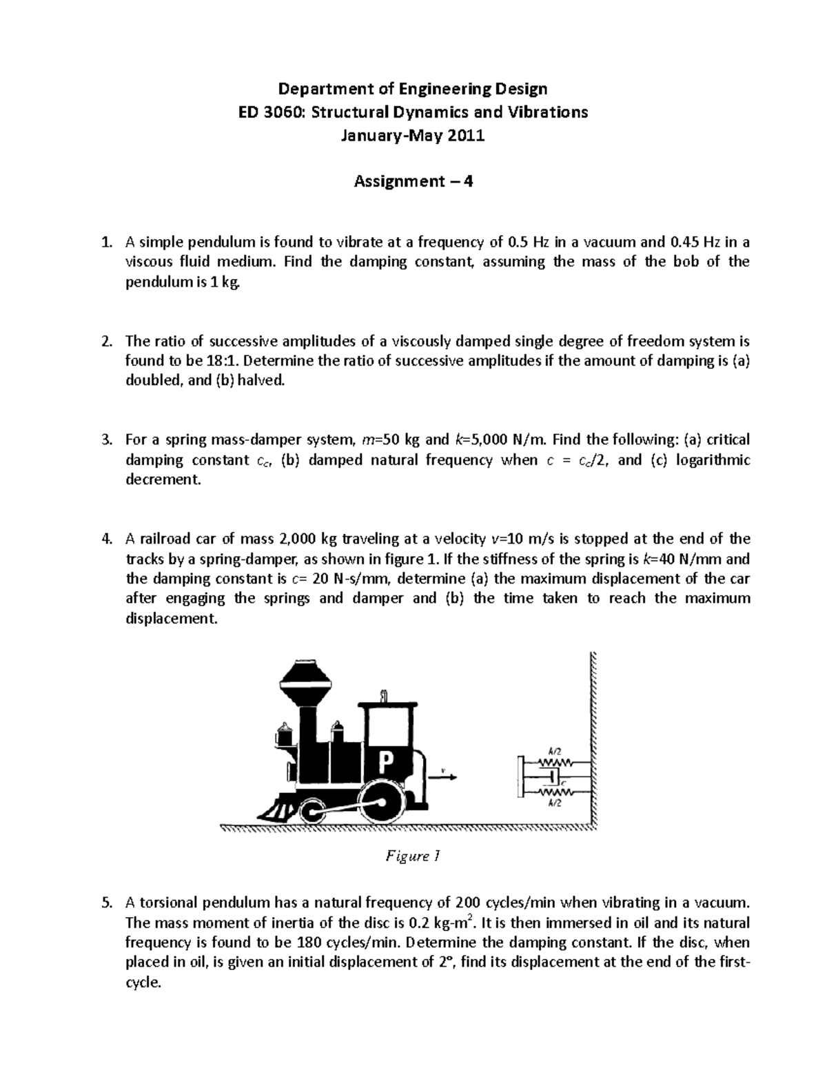 Assignment 4 - Structural Dynamics Assign - Department of Engineering ...