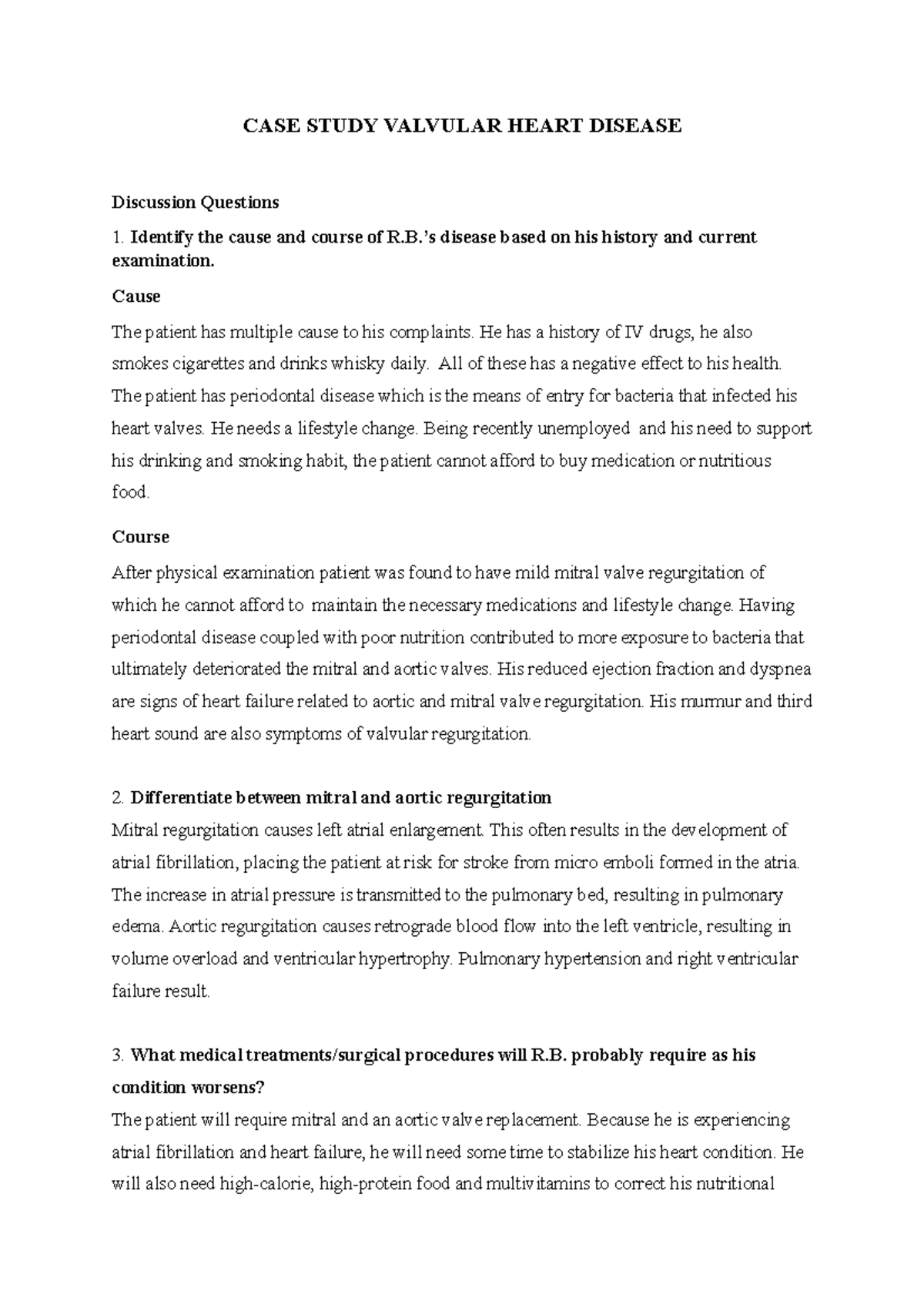 case study of valvular heart disease