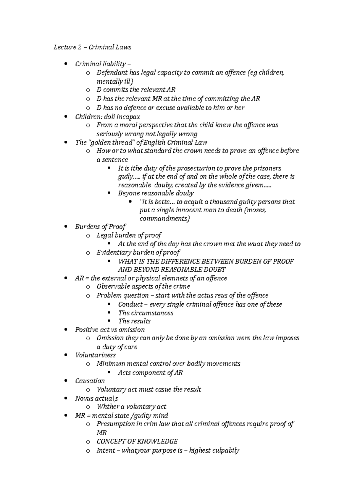 Lecture 2 Criminal Laws Lecture 2 Criminal Laws Criminal 