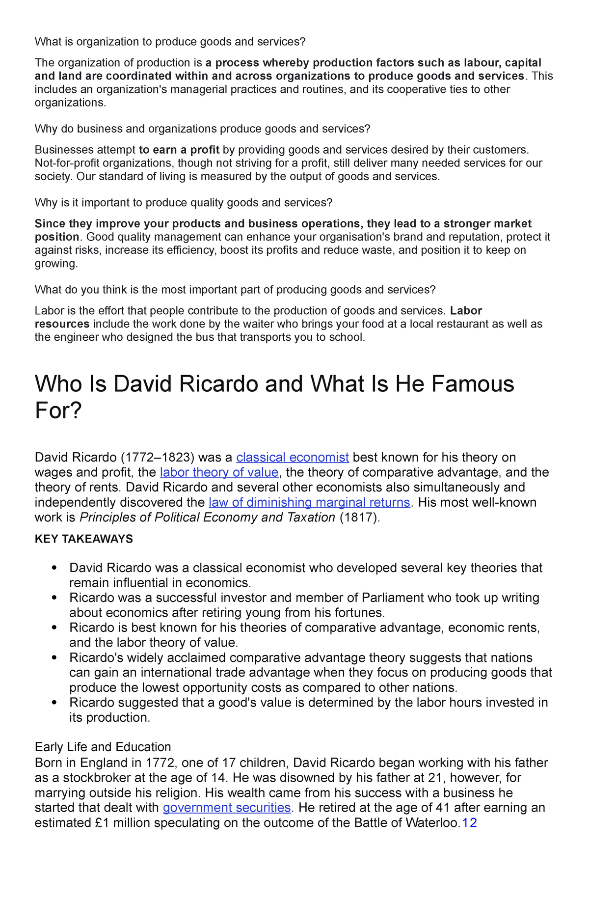 Who Is David Ricardo and What Is He Famous For?