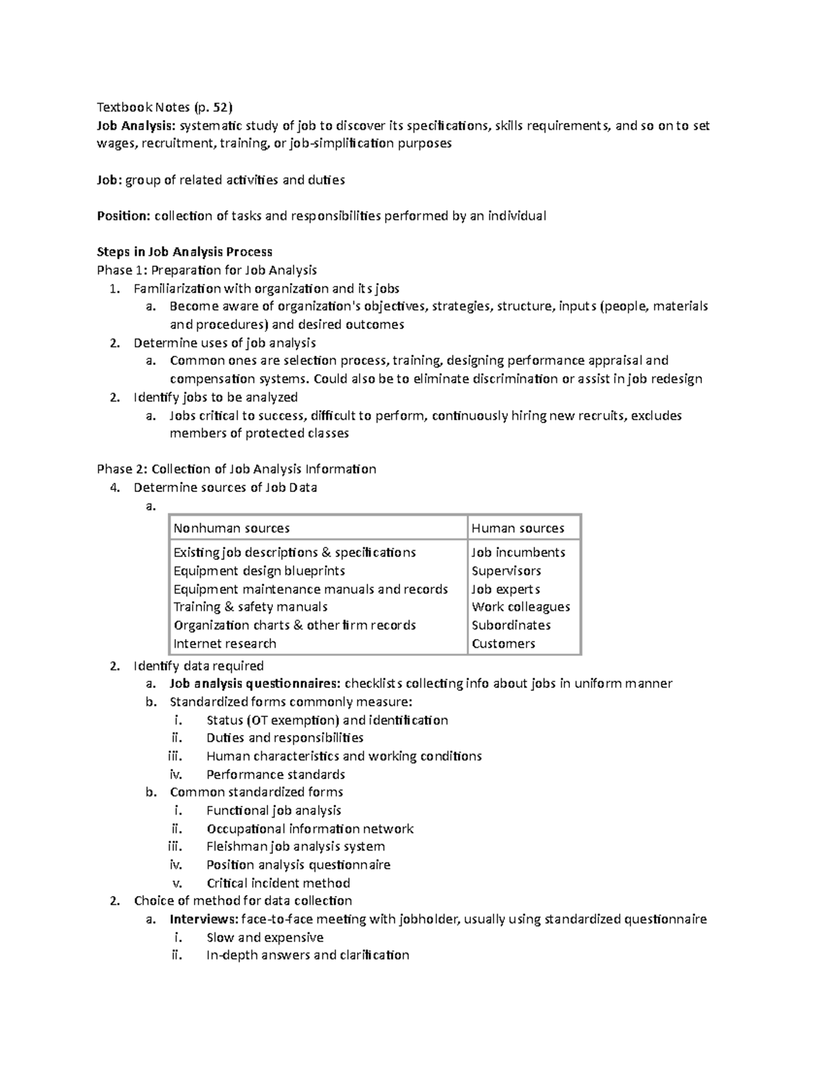 Chapter 2 Notes - Janet Eisbrenner - Textbook Notes (p. 52) Job ...