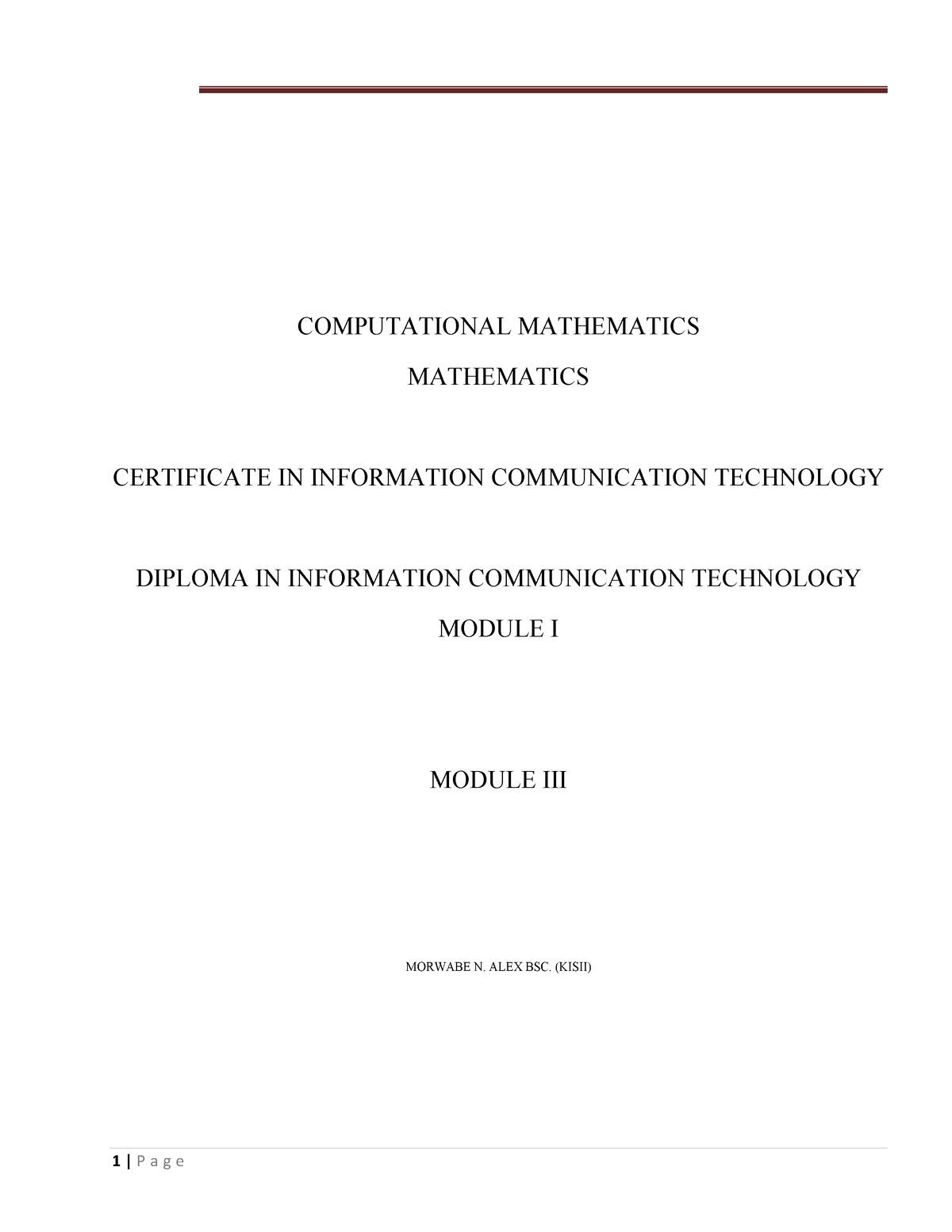 Computational MathsCOMPUTATIONAL MATHEMATICS - RIFT VALLEY INSTITUTE OF ...