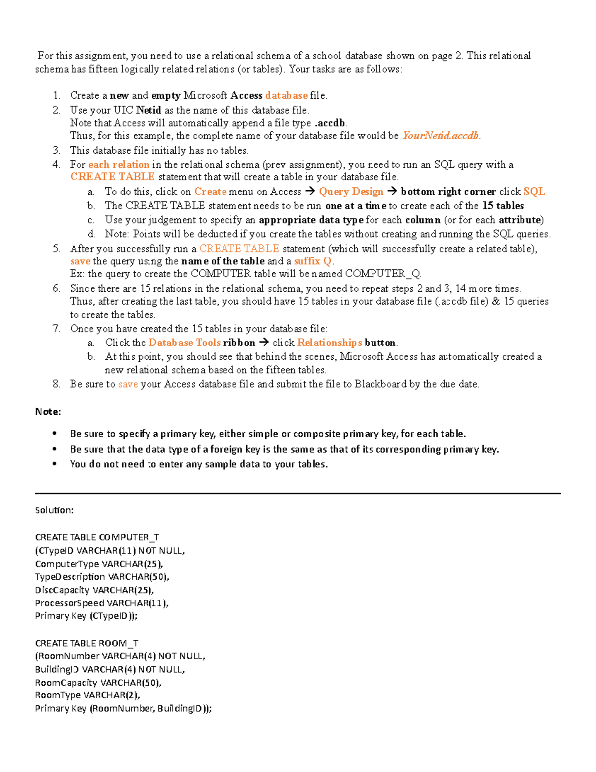 A3 solution - For this assignment, you need to use a relational schema ...