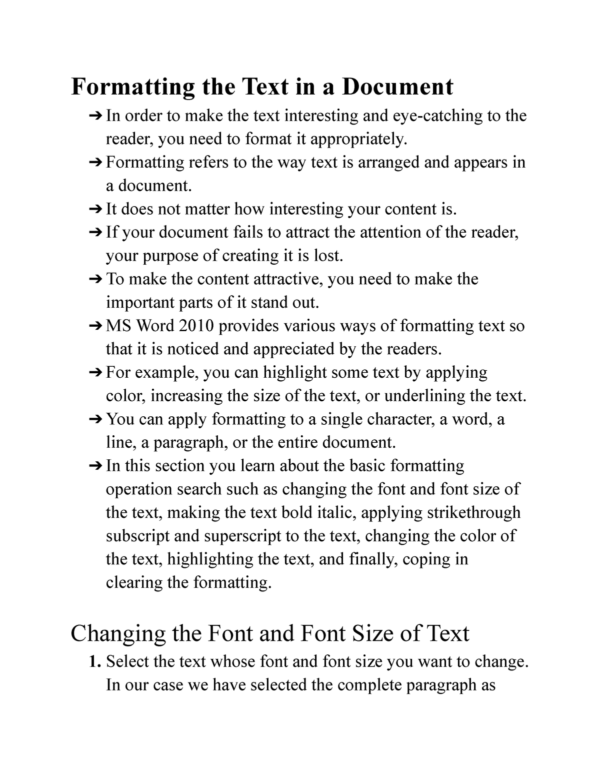 formatting-the-text-in-a-document-formatting-refers-to-the-way-text-is-arranged-and-appears-in