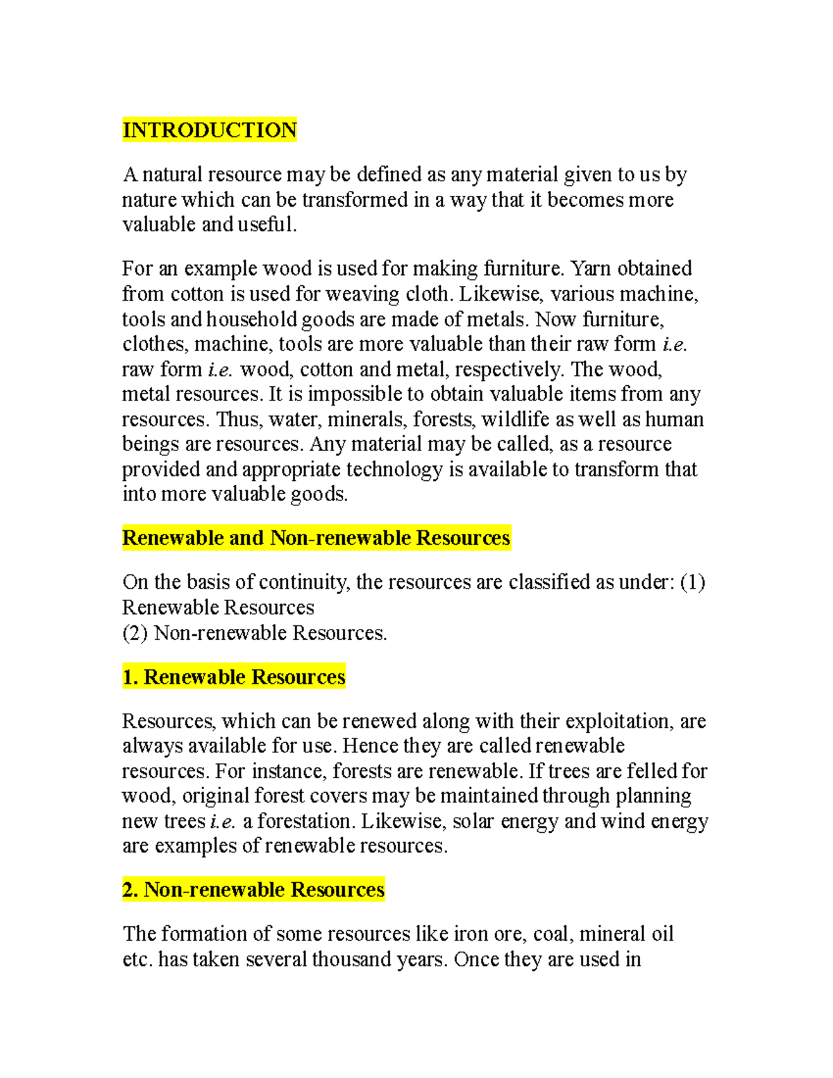 Intro To Environmental Studies MDL1 P2 - INTRODUCTION A Natural ...