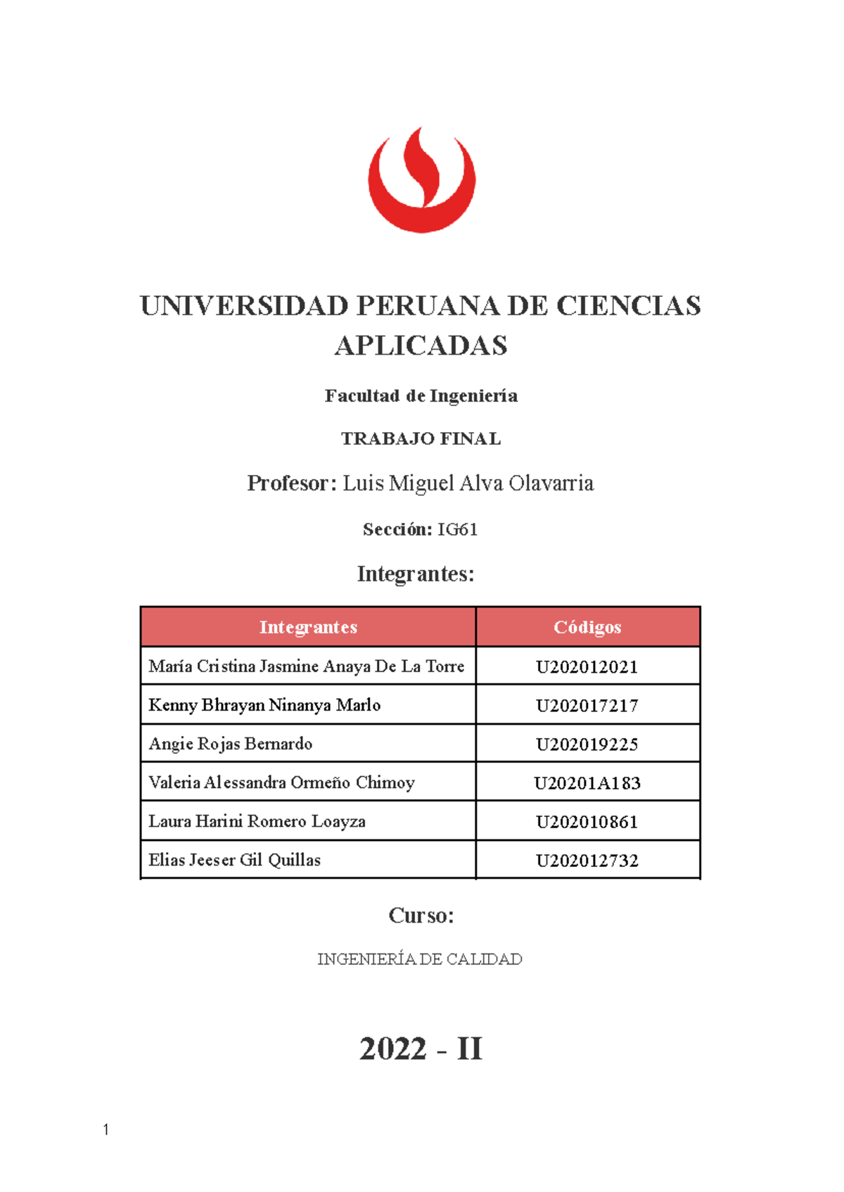 Trabajo+ Final+ Calidad - UNIVERSIDAD PERUANA DE CIENCIAS APLICADAS ...