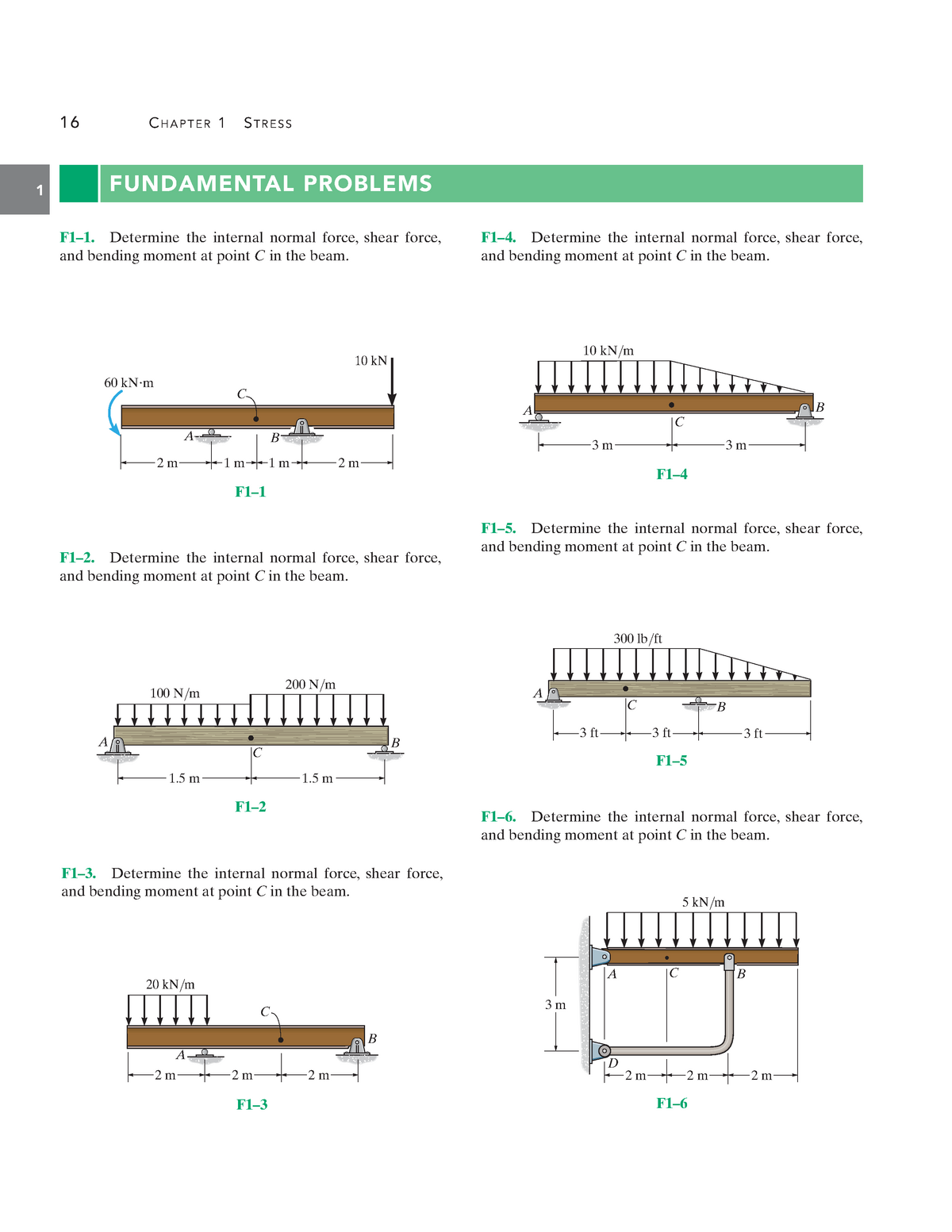 Chapter 1 - 16 CHAPTER1STRESS 1 FUNDAMENTAL PROBLEMS F1–1 Bending ...