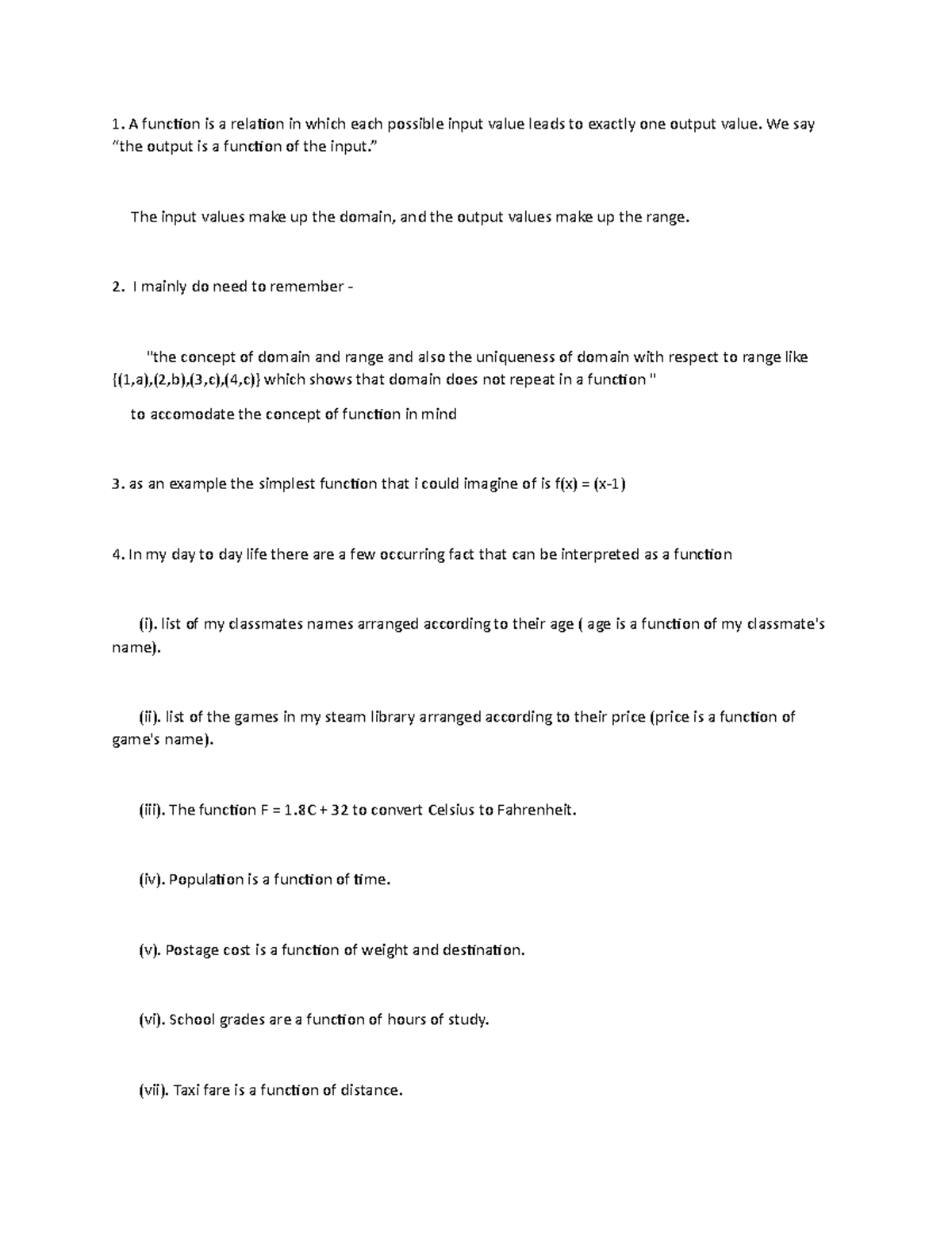 Learning Journal Unit 1 - A function is a relation in which each ...