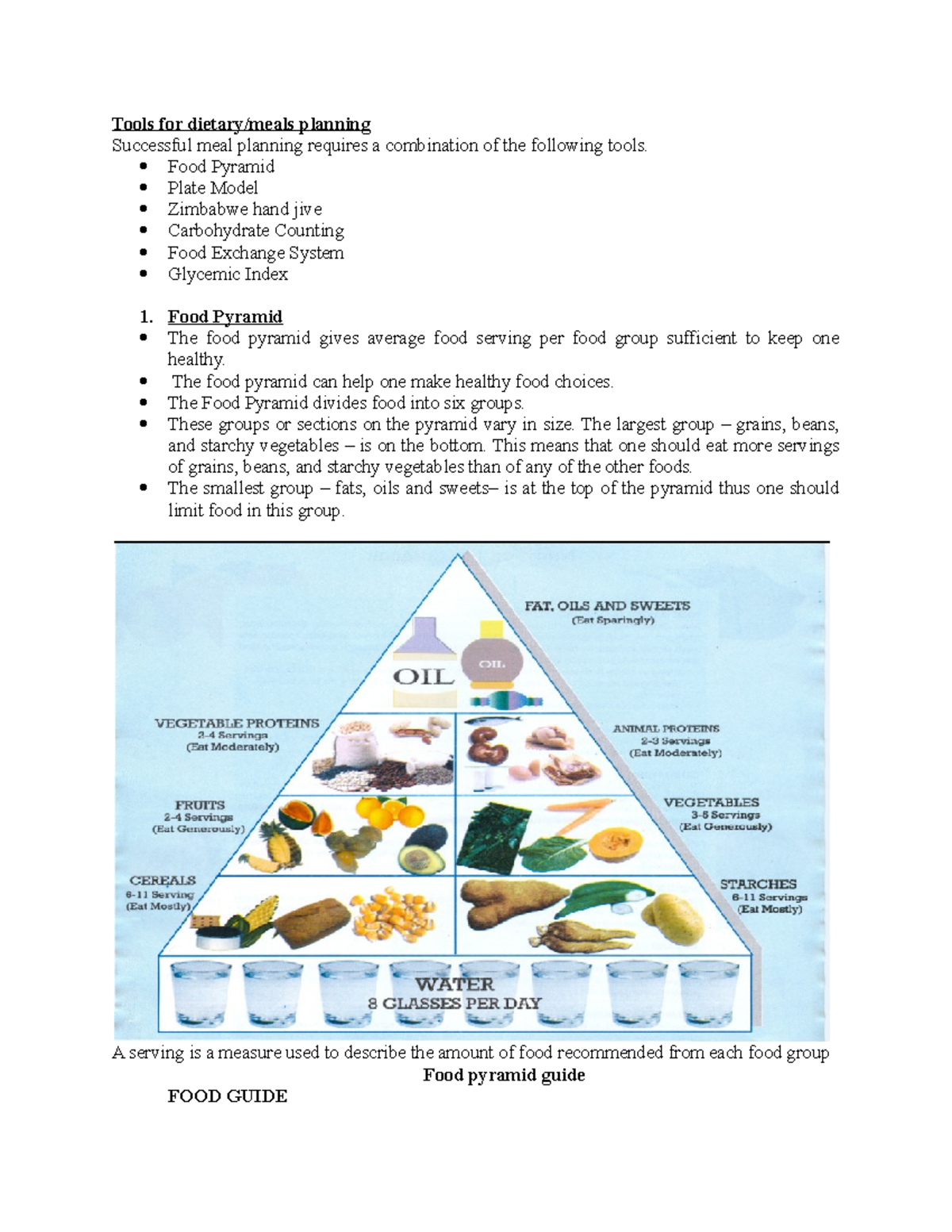 Tools for dietary - Lecture notes 2 - Tools for dietary/meals planning ...