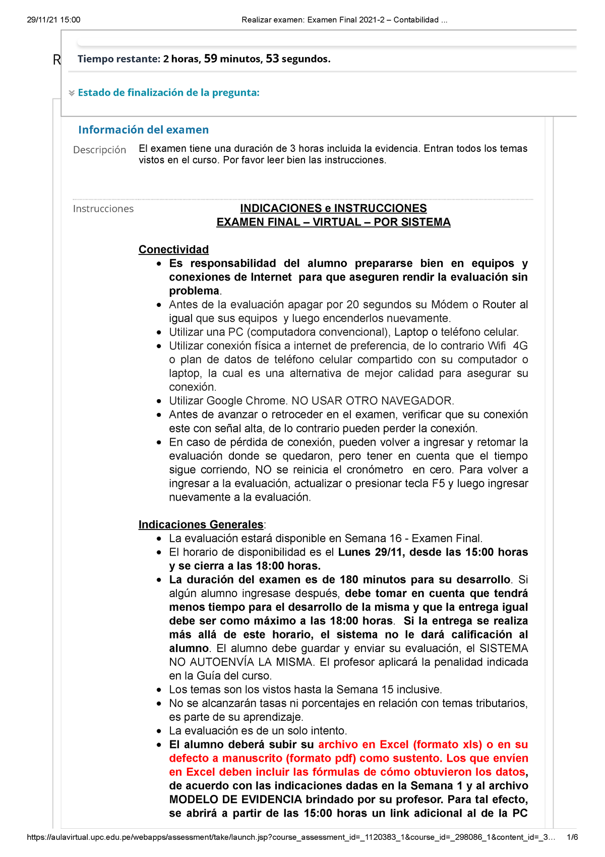 CASO 1 - Examen Final - Realizar Examen: Examen Final 2021- Información ...