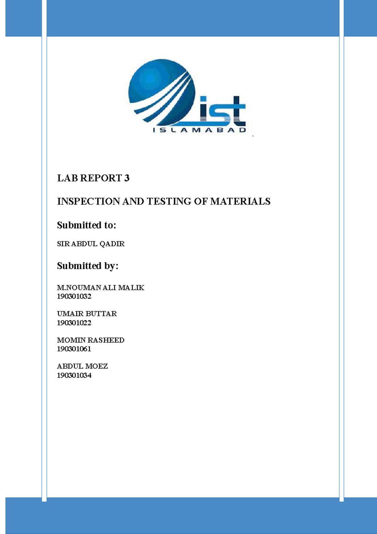 Impact testing - good - LAB REPORT 3 INSPECTION AND TESTING OF ...