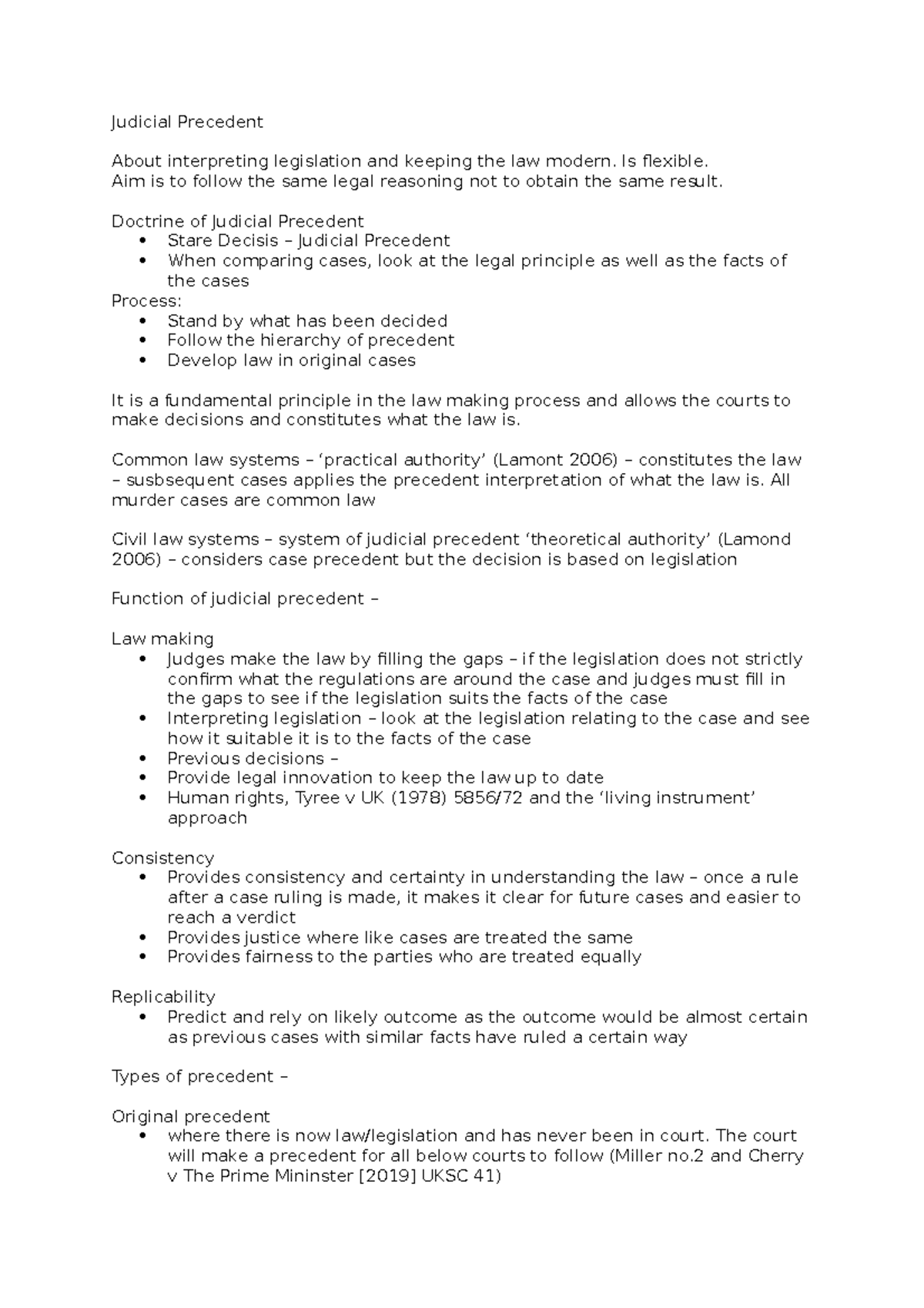 Judicial Precendent Judicial Precedent About interpreting legislation