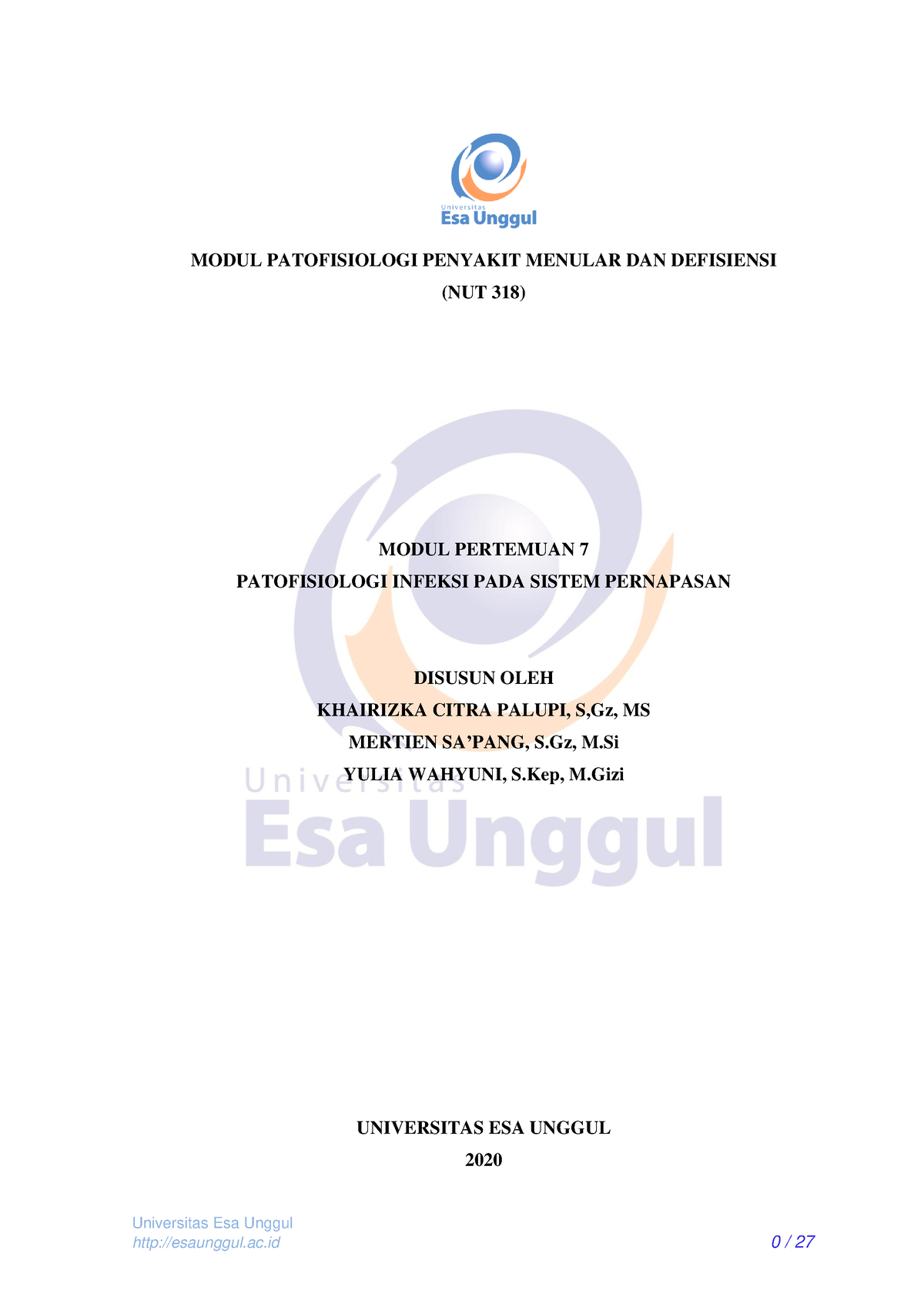 Pert 7. Patofisiologi Gangguan Sistem Pernapasan - Universitas Esa ...