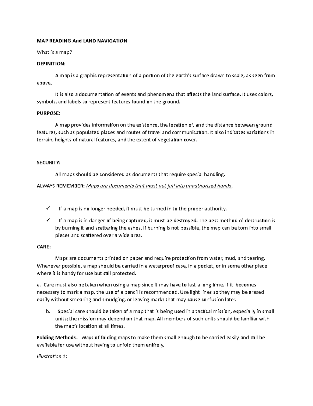 MAP Reading MAP READING And LAND NAVIGATION What is a map? DEFINITION