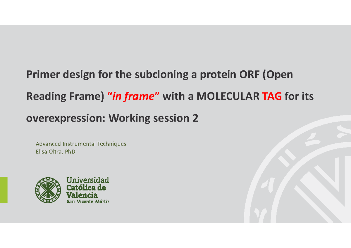Chapter 6-Primer design-Working Session 2- Desktop-8L8MH9A - Primer ...