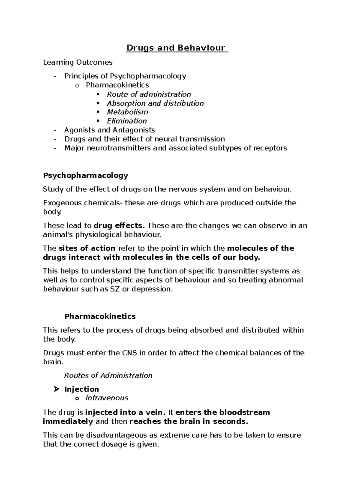 5. Drugs And Behaviour - Lecture Notes 5 - Drugs And Behaviour Learning ...