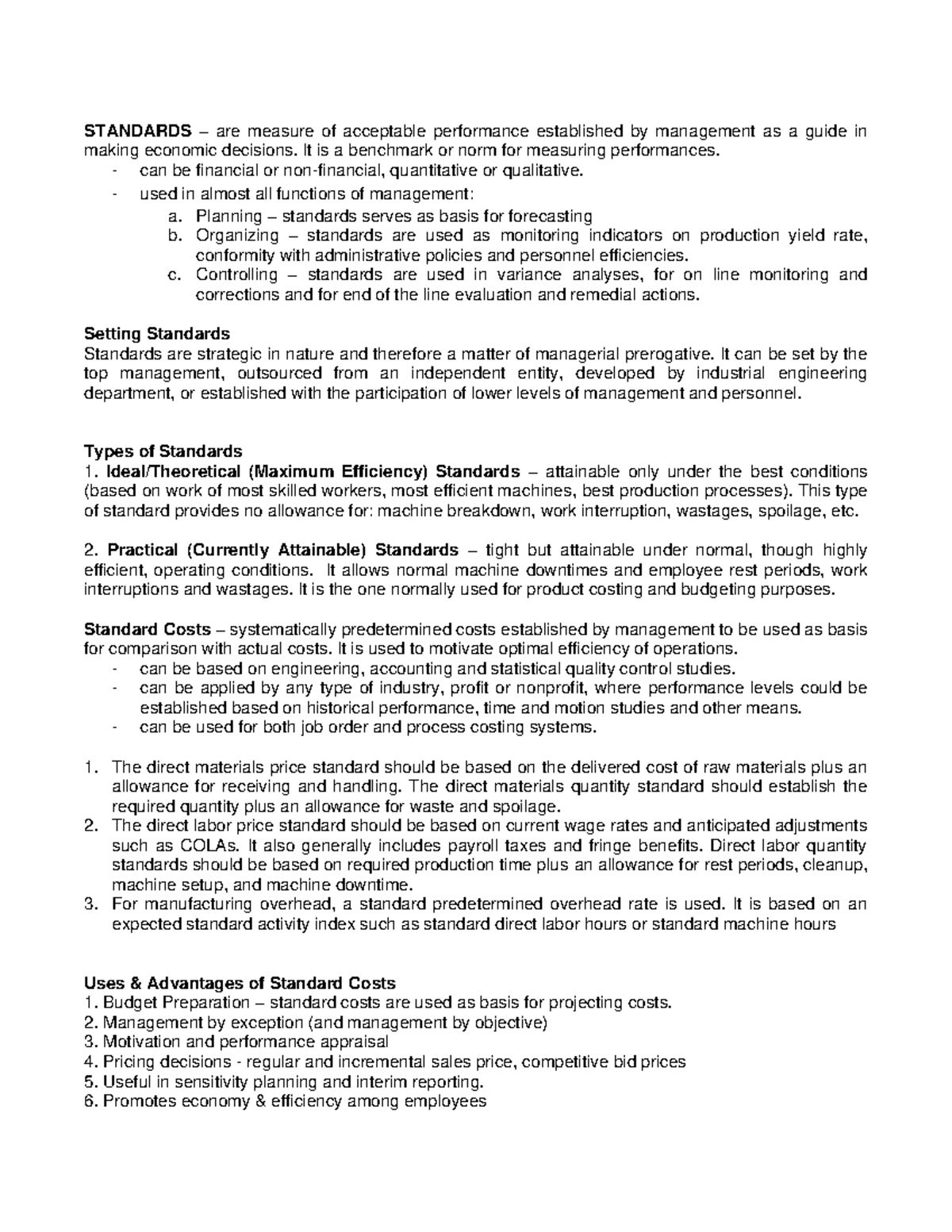 SCM Discussion-6 - SCM Discussion - 6 - STANDARDS – are measure of ...