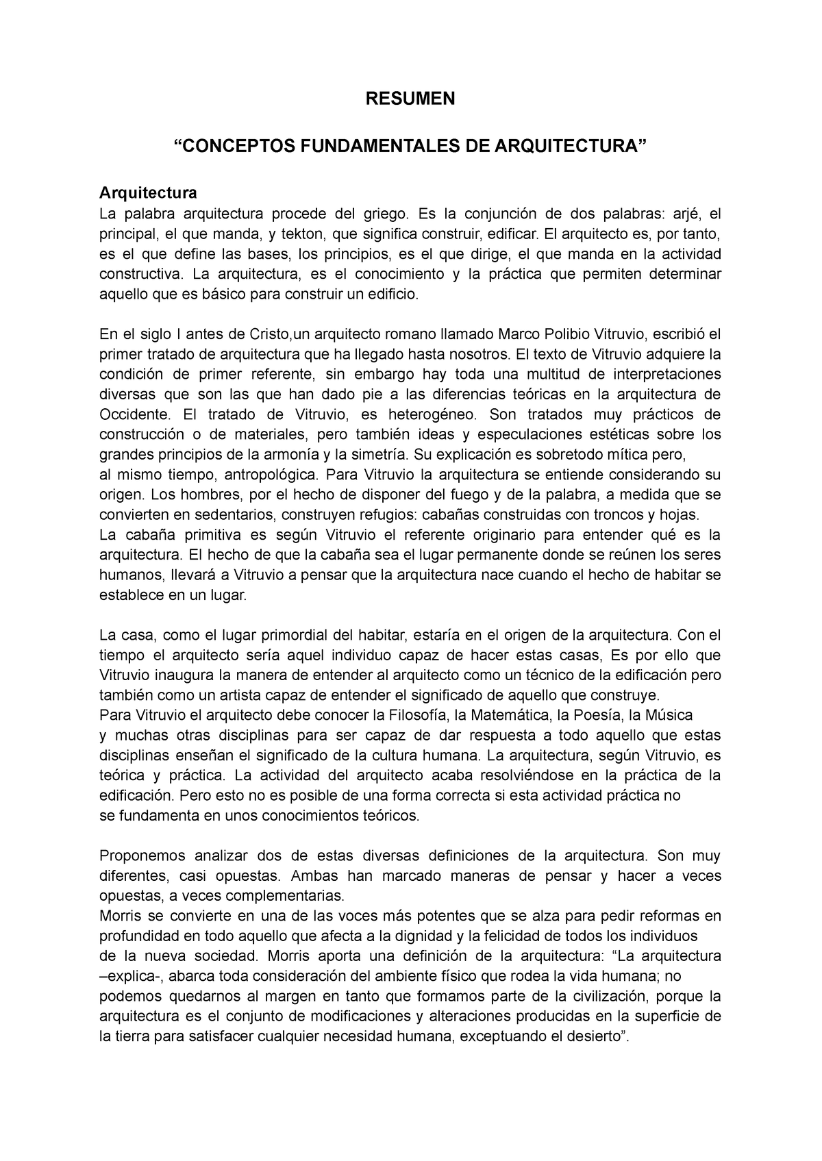 Resumen Conceptos Fundamentales De Arquitectura - RESUMEN “CONCEPTOS ...