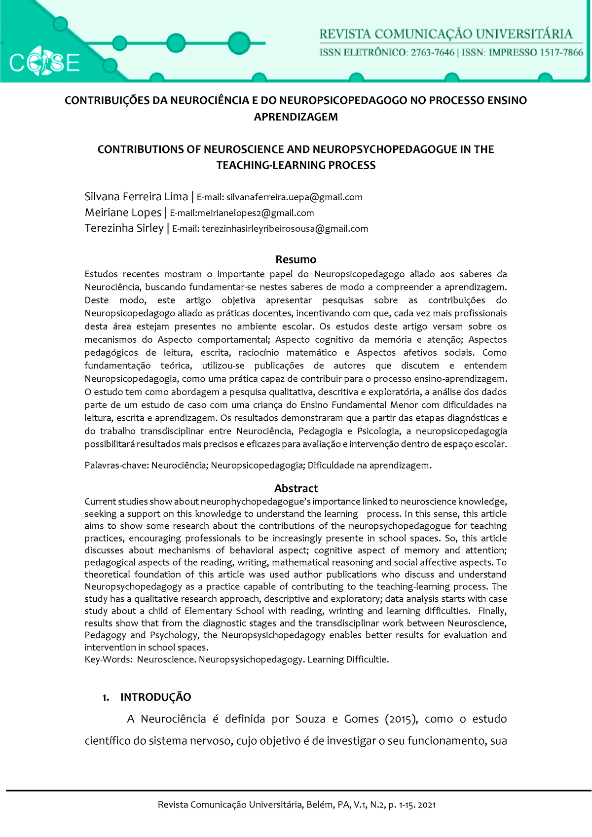 Artigo 01 - Relatório De Farmácia - CONTRIBUIÇÕES DA NEUROCIÊNCIA E DO ...