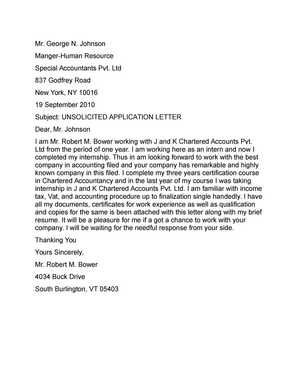 Unsolicited Application Letter Sample Mr George N Johnson Manger   Thumb 1200 1553 