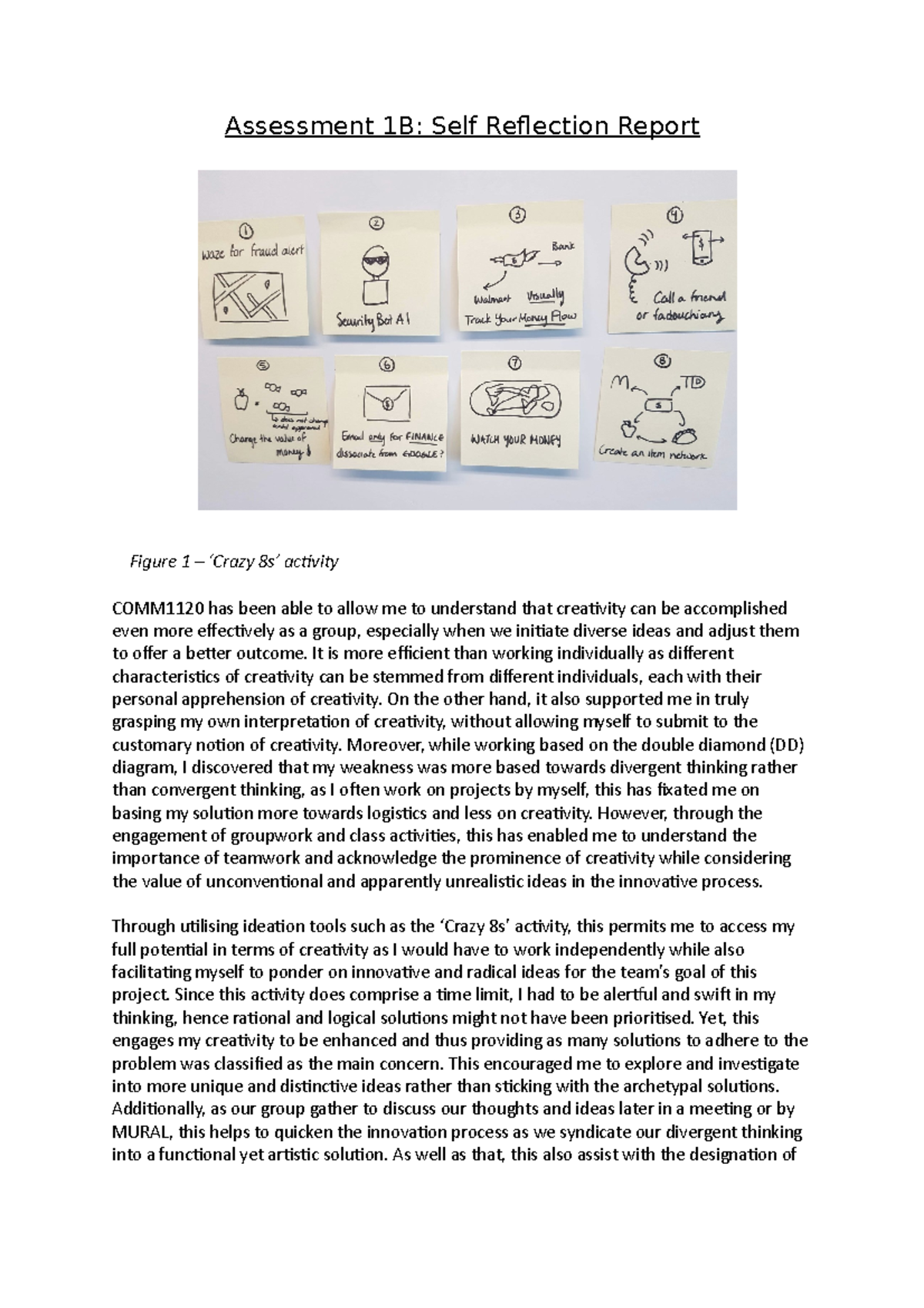 Assessment 1B - Self Reflection - Assessment 1B: Self Reflection Report ...