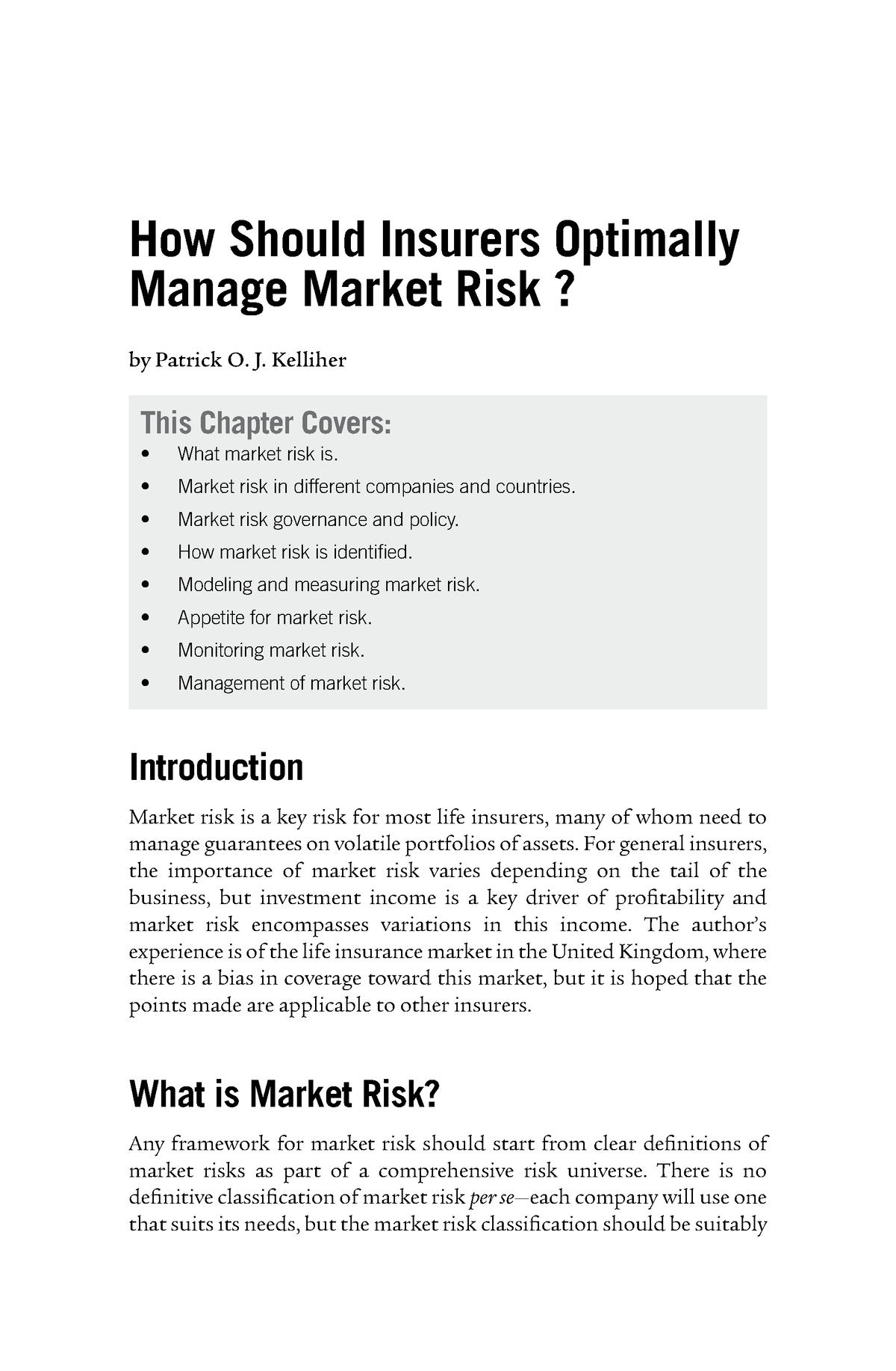 5 Market Risk Chapter - How Should Insurers Optimally Manage Market ...