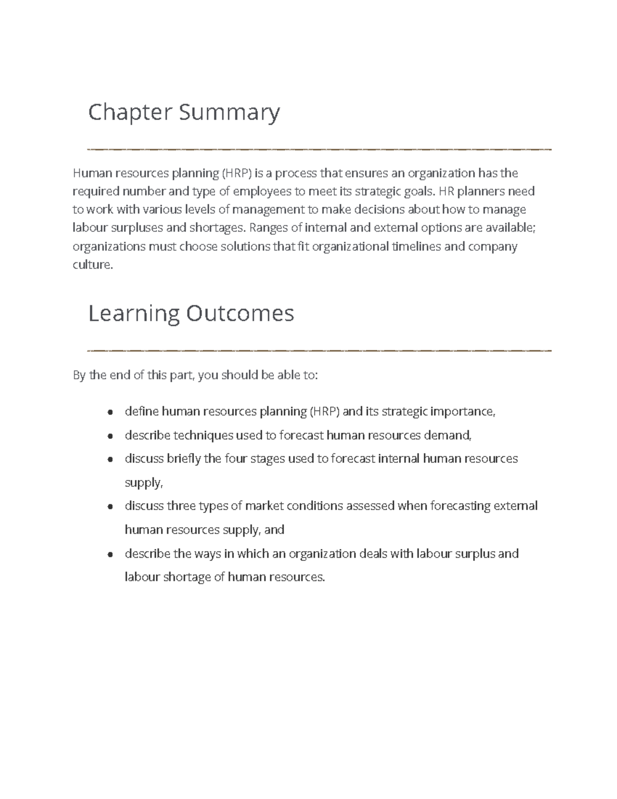 Mod 3 summary - Lecture notes 3 - Chapter Summary Human resources ...