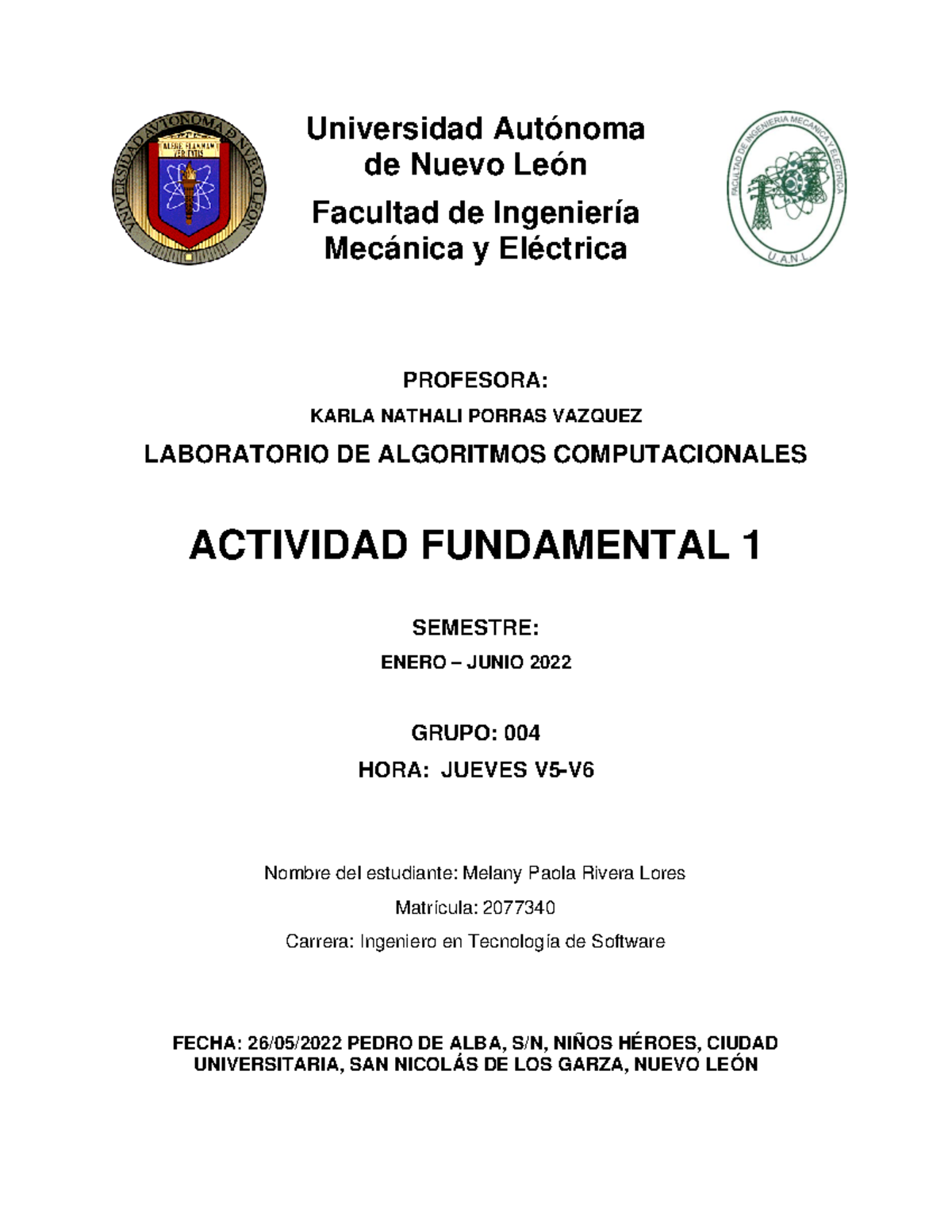 Actividad Fundamental 1 - Universidad Autónoma de Nuevo León Facultad ...
