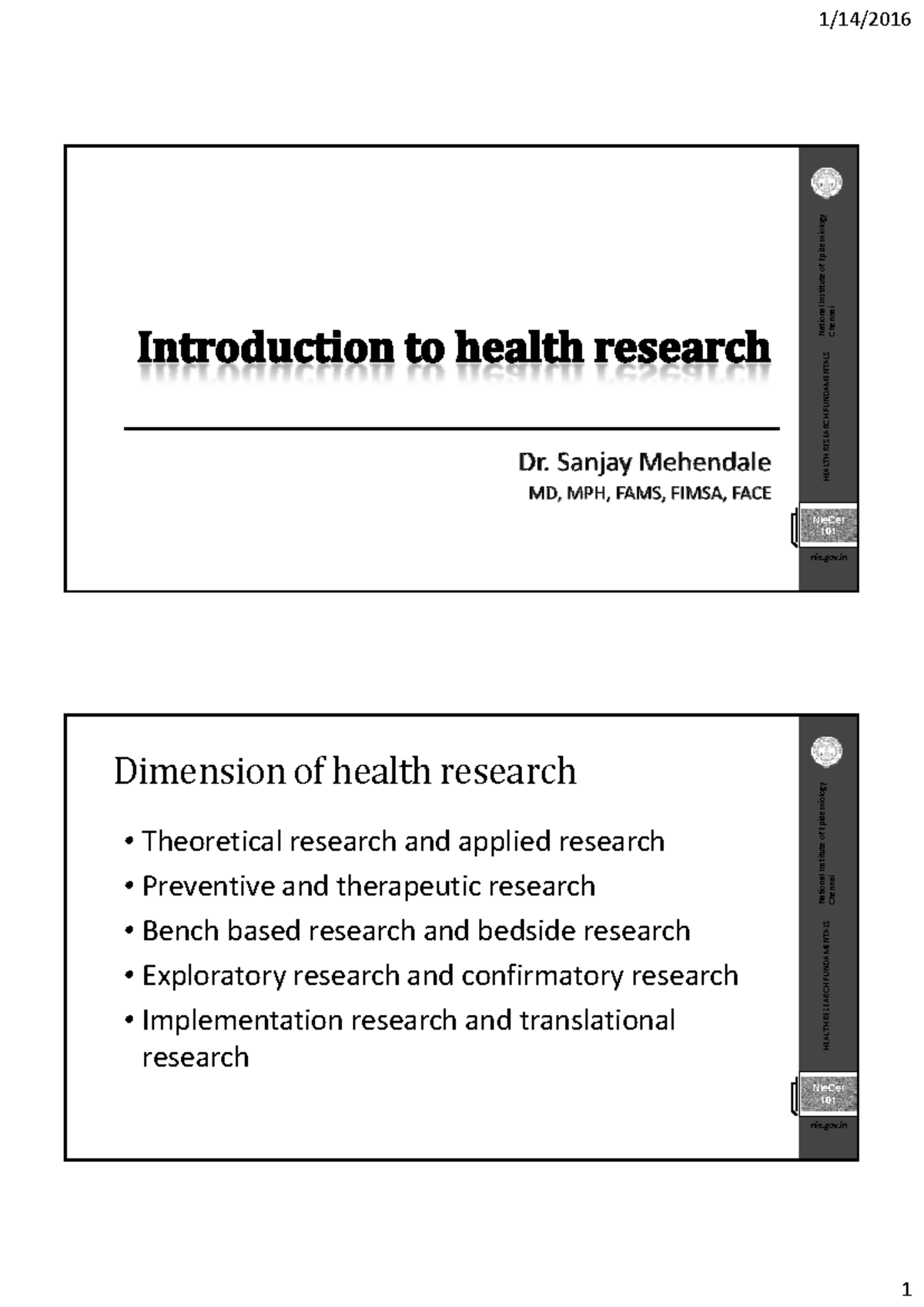 1Introduction to Research - stitute of Epidemiology National Ins ...