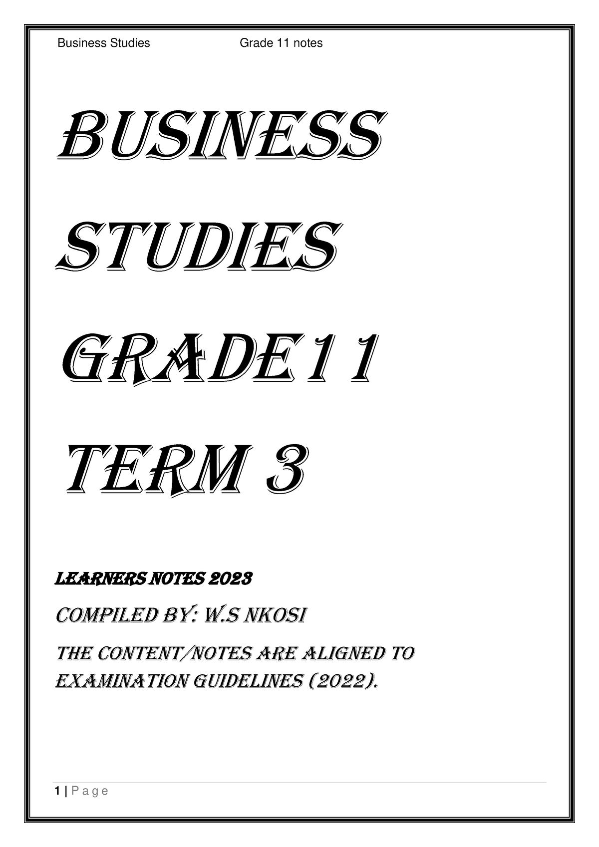 grade 11 assignment term 3 2023