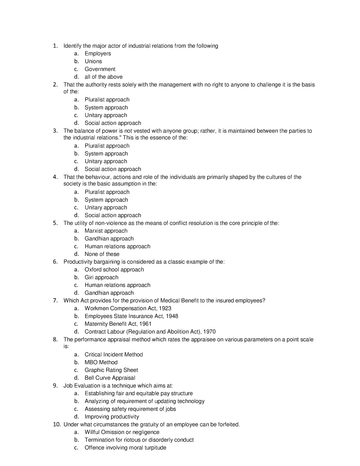 Indusrial relations - 1. Identify the major actor of industrial ...