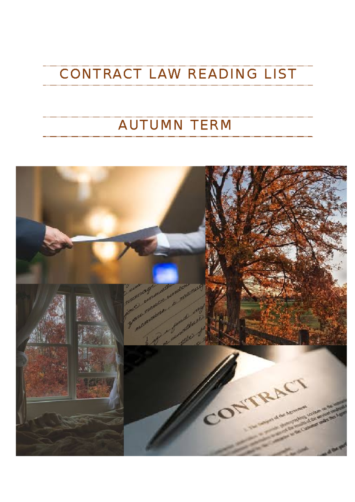 Contract Law Readings - C O N T RAC T L AW R E A D I N G L I S T A U T ...
