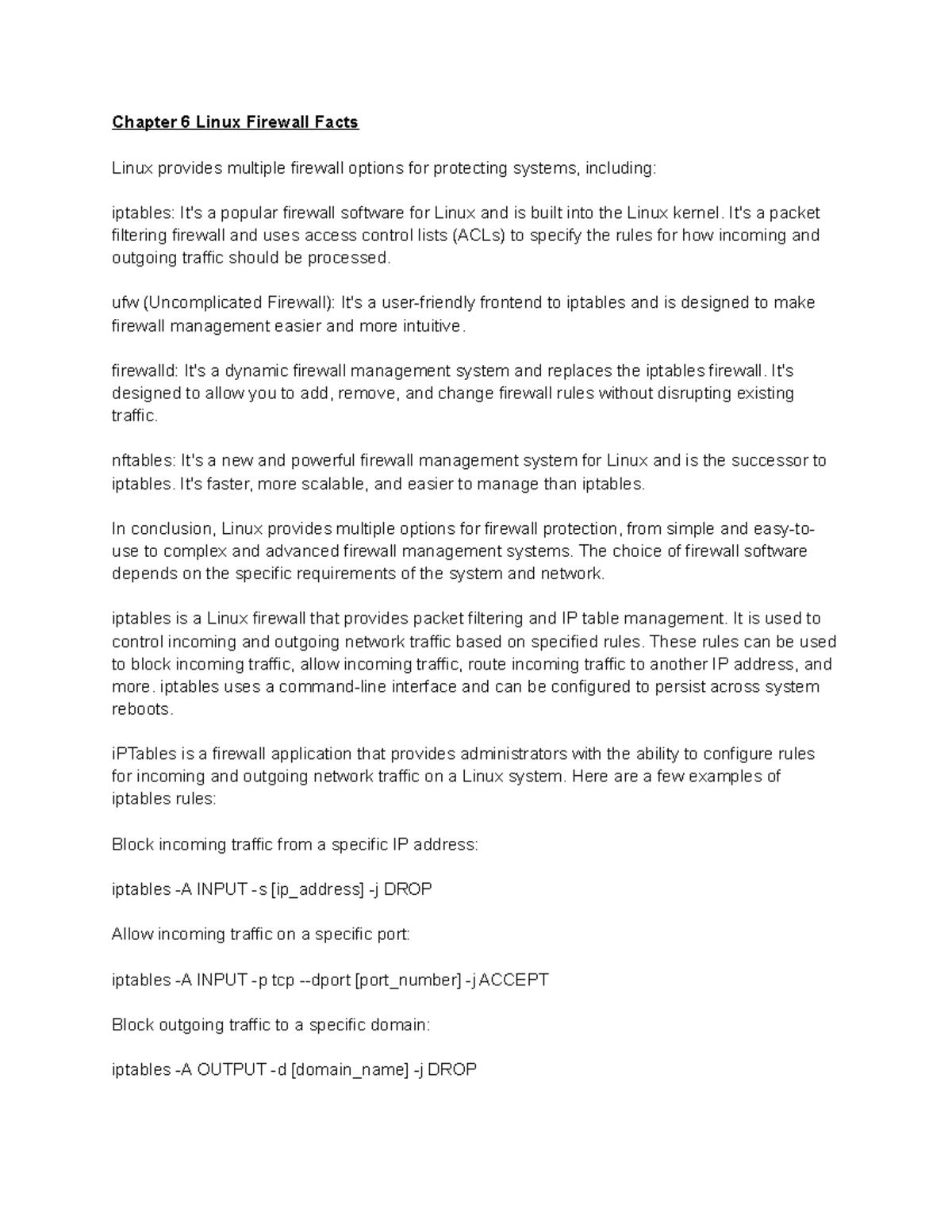 Chapter 6 linux firewall facts chapter 6 linux firewall facts linux