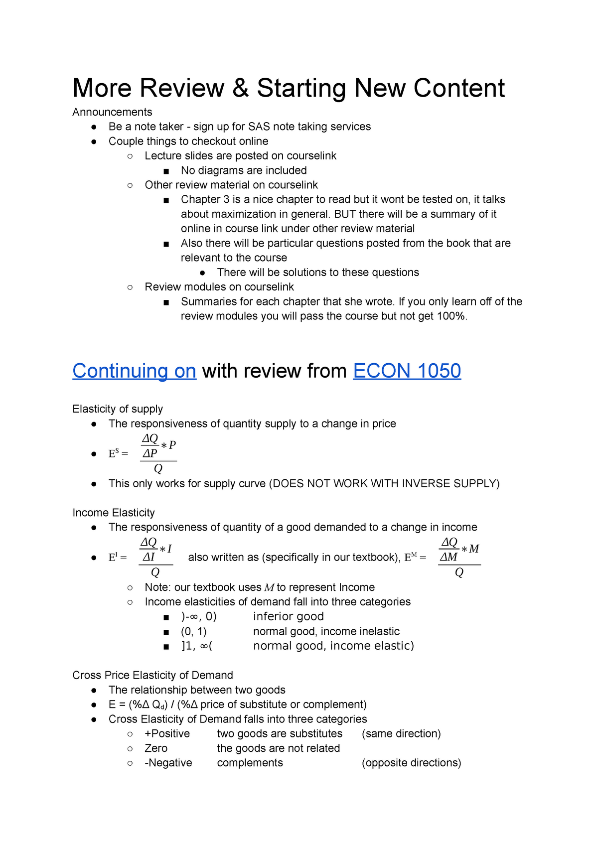 02 ECON 2310 - Review And Consumer Preferences - More Review & Starting ...