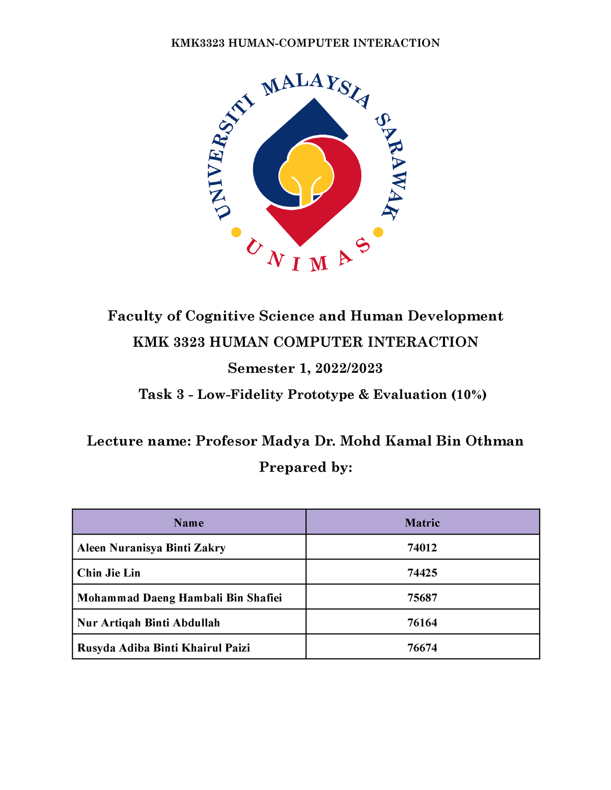 HCI Task 3 - Use - Faculty Of Cognitive Science And Human Development ...